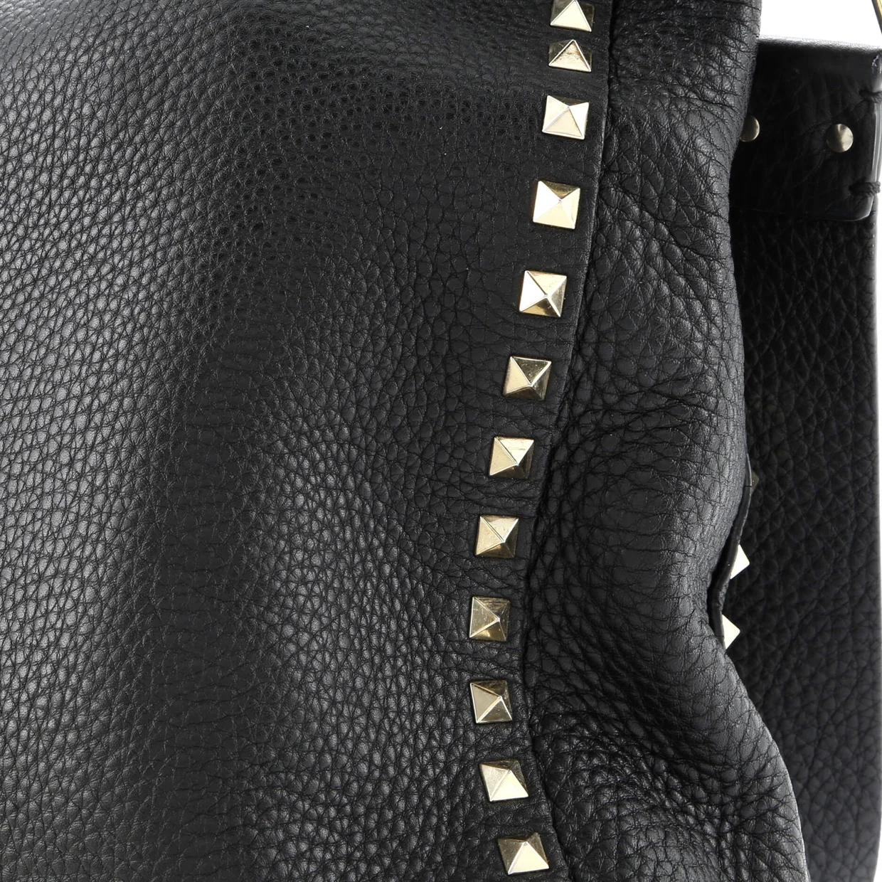 Rockstud Flip Lock Messenger Bag Leather Medium - Deep Luxury