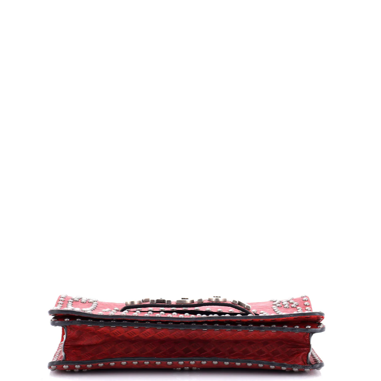 J'Adior Flap Bag Studded Embossed Leather Medium - Deep Luxury