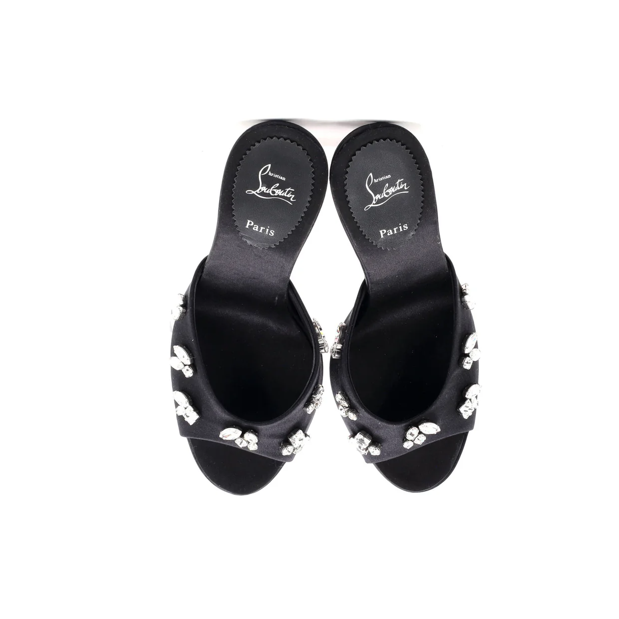 Women's Degraqueen Heeled Mules Crystal Embellished Satin 85 - Deep Luxury