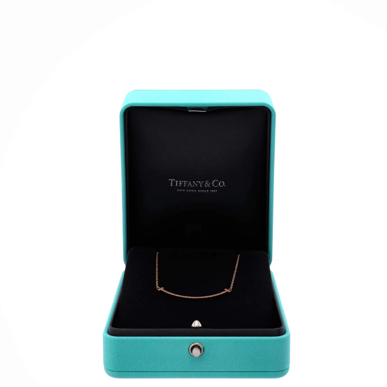 T Smile Pendant Necklace 18K Rose Gold with Diamonds Small - Deep Luxury
