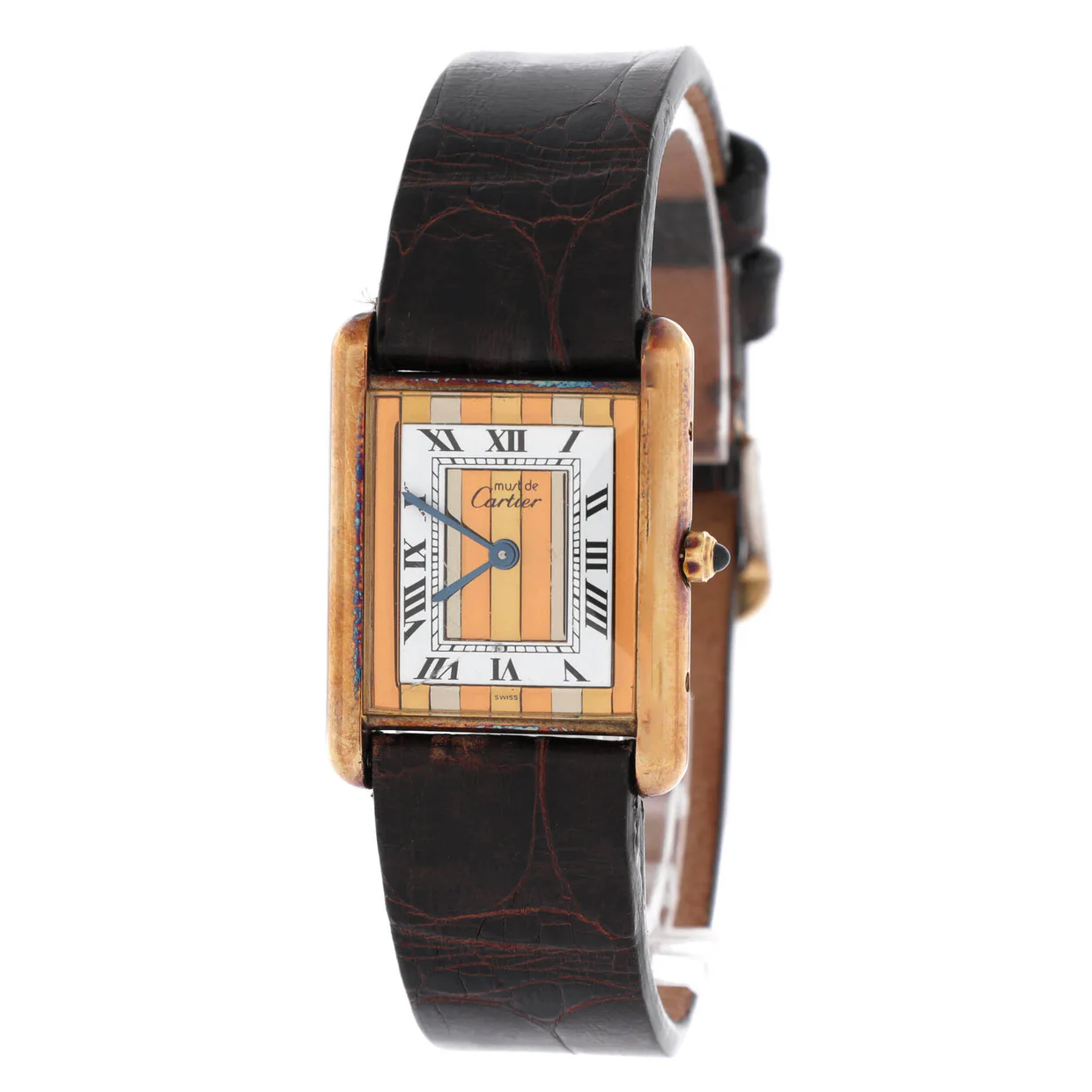 Must de Cartier Tank Quartz Watch Vermeil Plated Sterling Silver and Alligator 22 - Deep Luxury