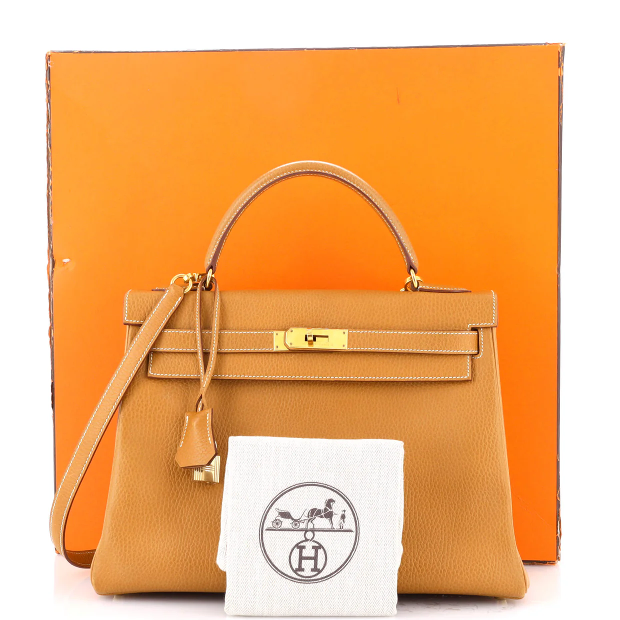 Kelly Handbag Natural Sable Ardennes with Gold Hardware 32 - Deep Luxury