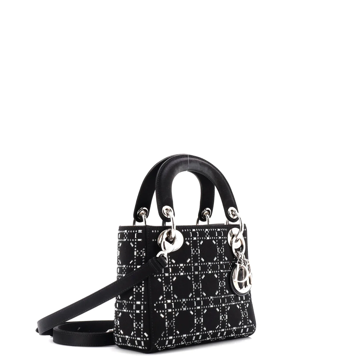 Lady Dior Bag Crystal Embellished Cannage Quilt Satin Mini - Deep Luxury