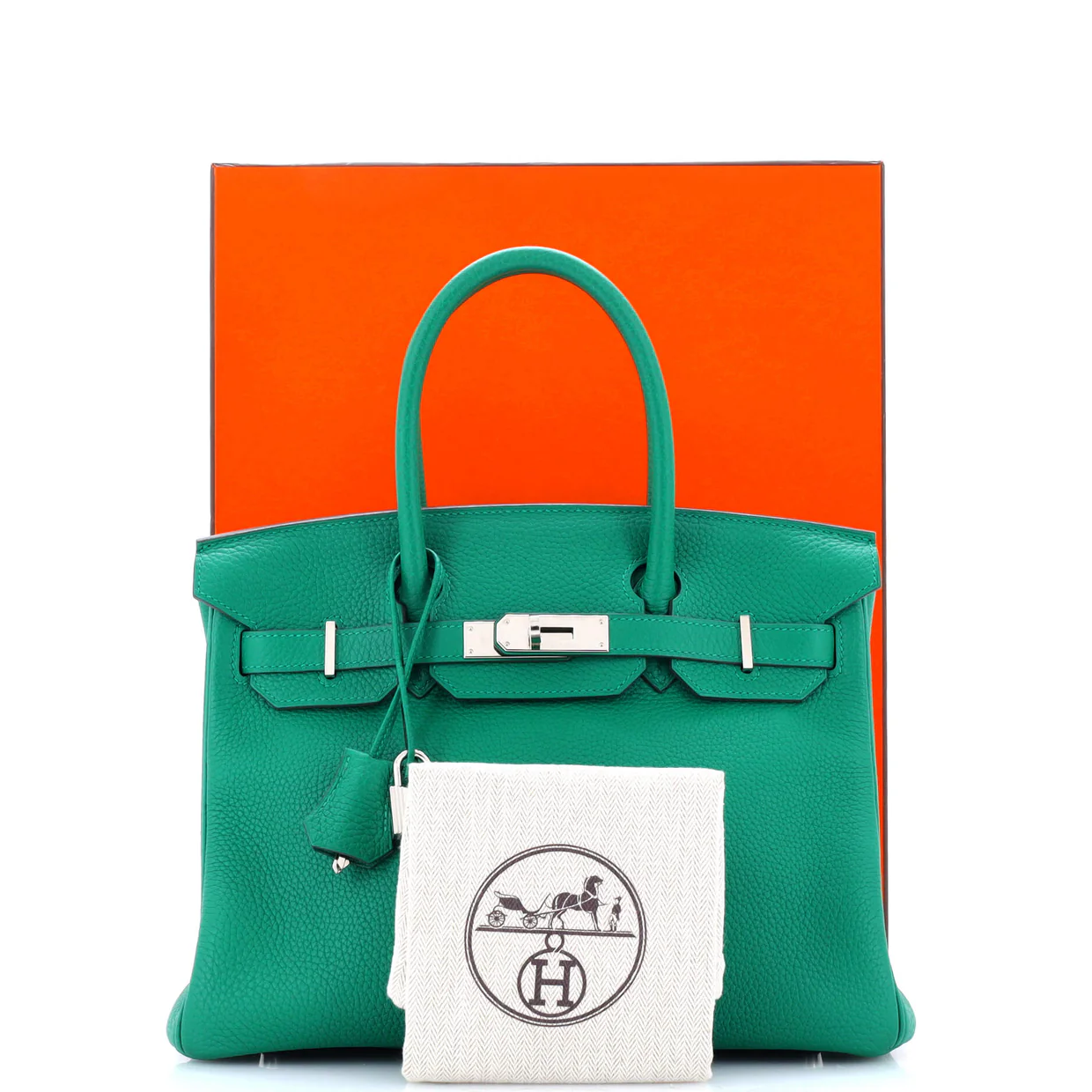 Birkin Handbag Vert Vertigo Clemence with Palladium Hardware 30 - Deep Luxury