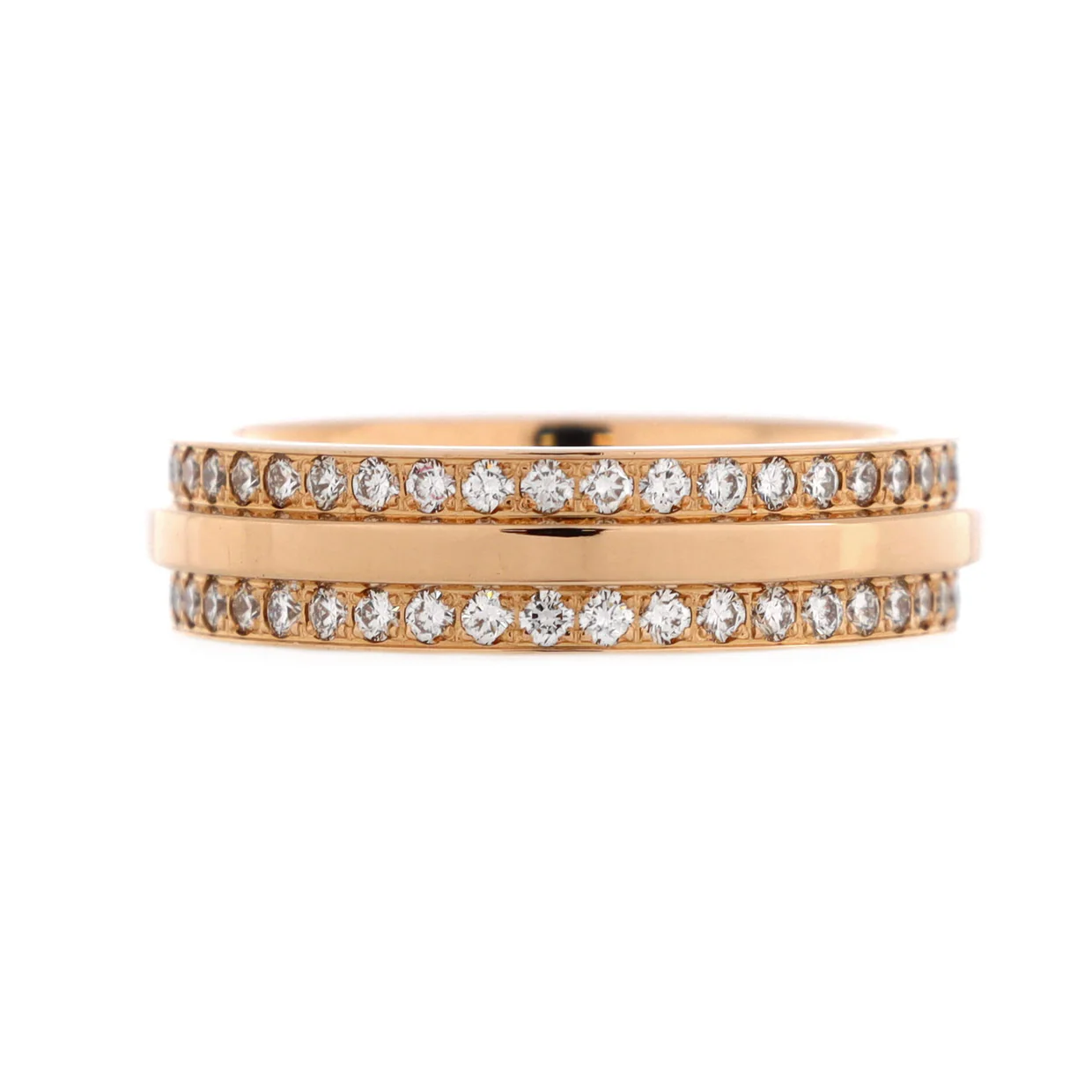 T Two Ring 18K Rose Gold with Pave Diamonds Narrow - Deep Luxury