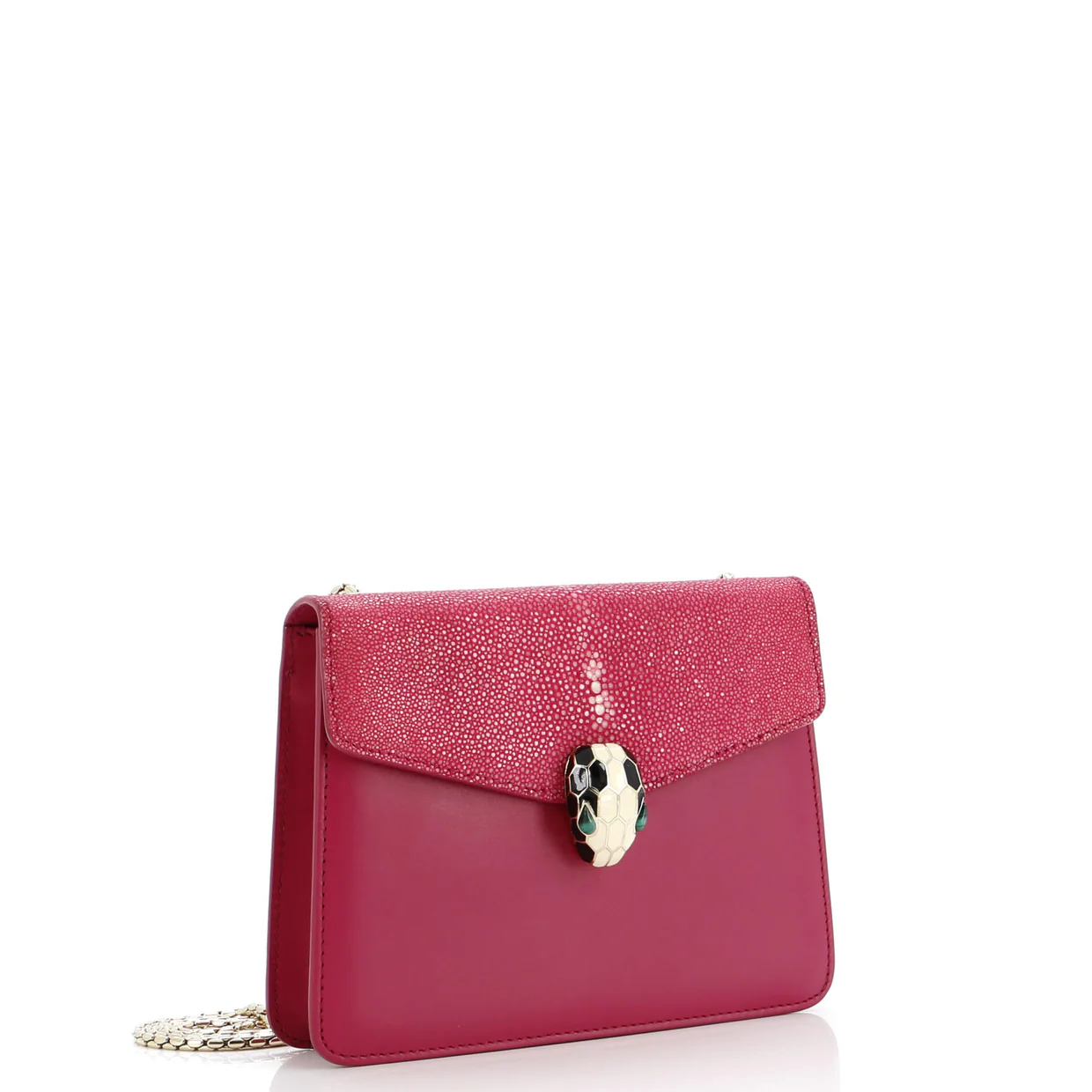 Serpenti Forever Square Shoulder Bag Leather and Stingray Small - Deep Luxury