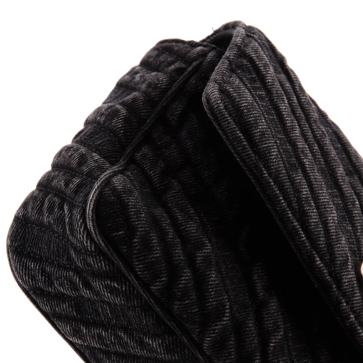 BB Chain Round Shoulder Bag Quilted Embroidered Denim Small - Deep Luxury