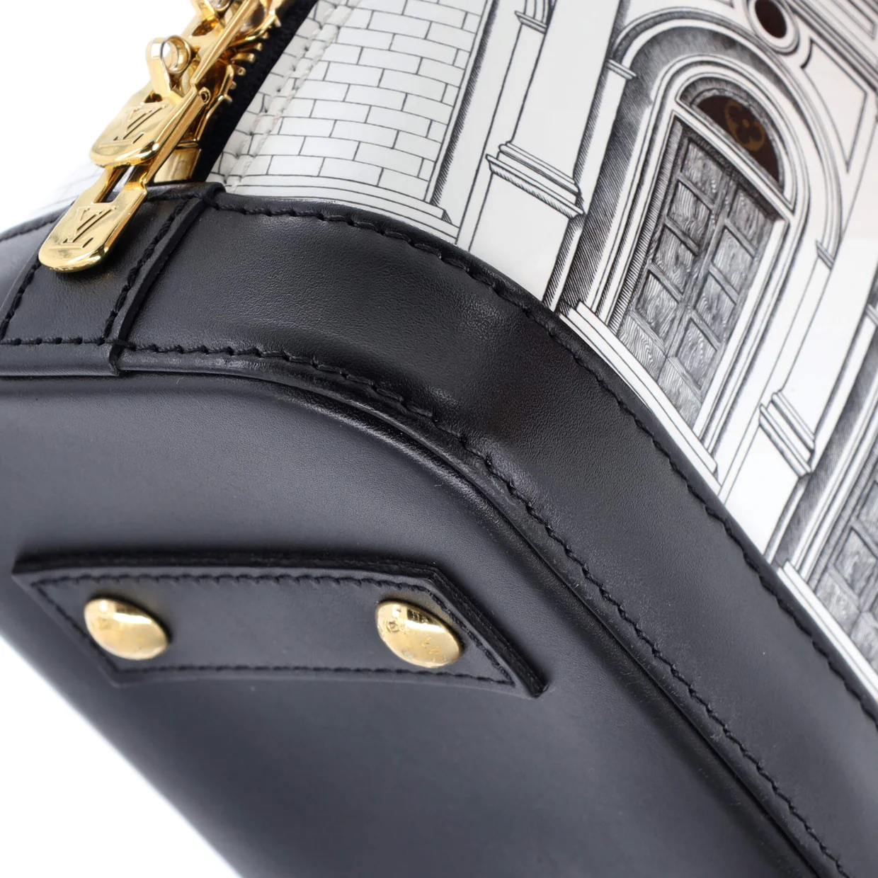 Alma Handbag Limited Edition Fornasetti Architettura Print Leather and Monogram Canvas BB - Deep Luxury