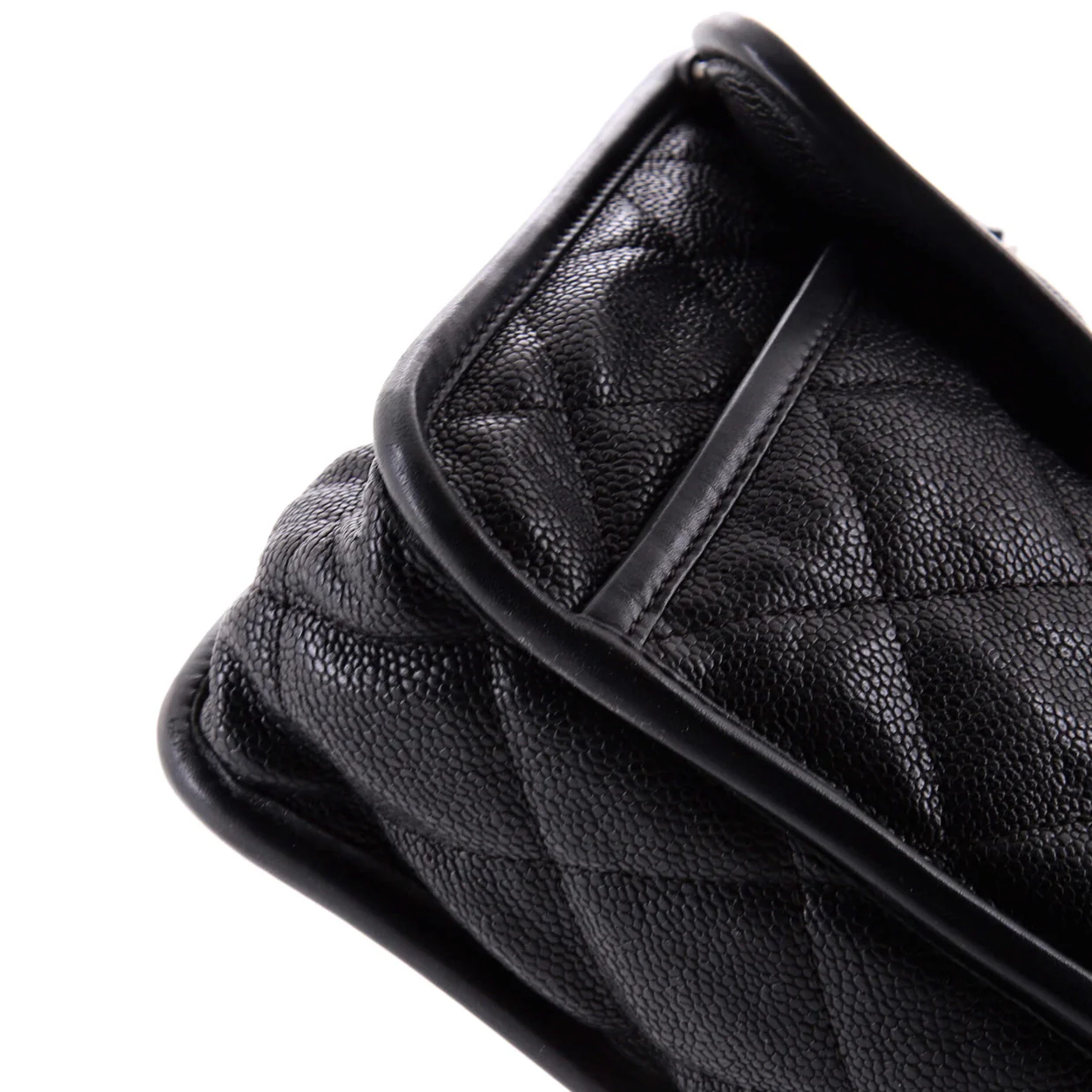 French Riviera Flap Bag Quilted Caviar Large - Deep Luxury