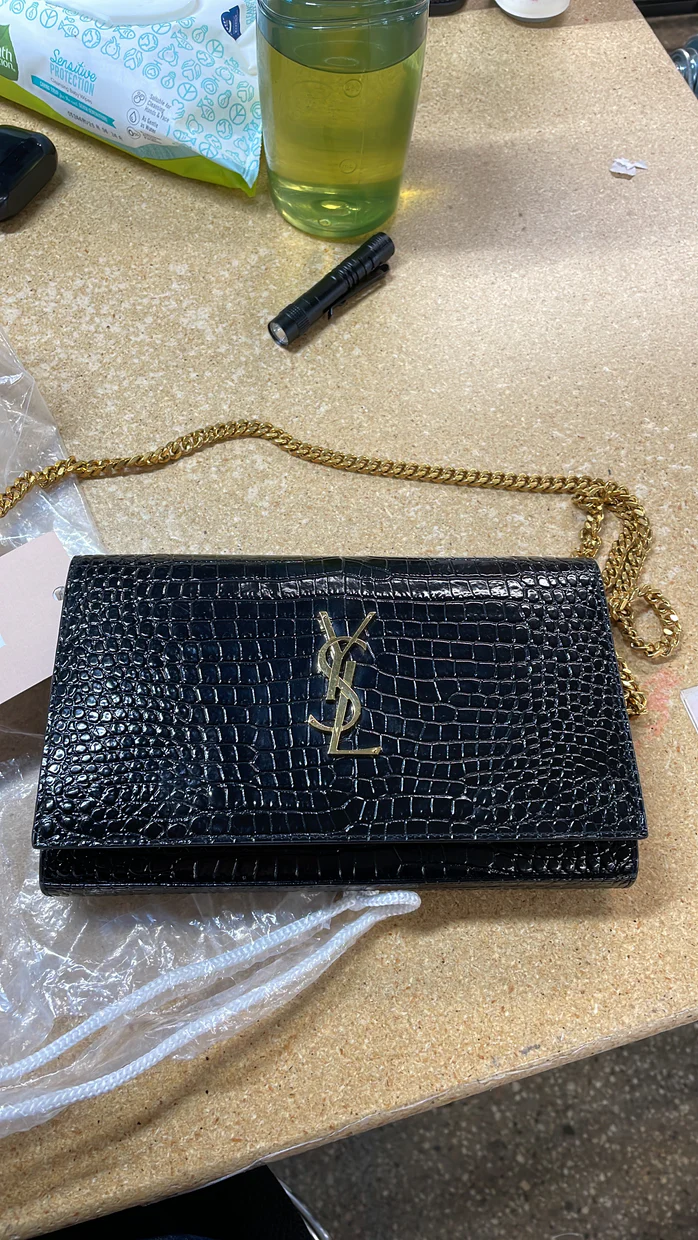 Classic Monogram Wallet on Chain Crocodile Embossed Leather - Deep Luxury