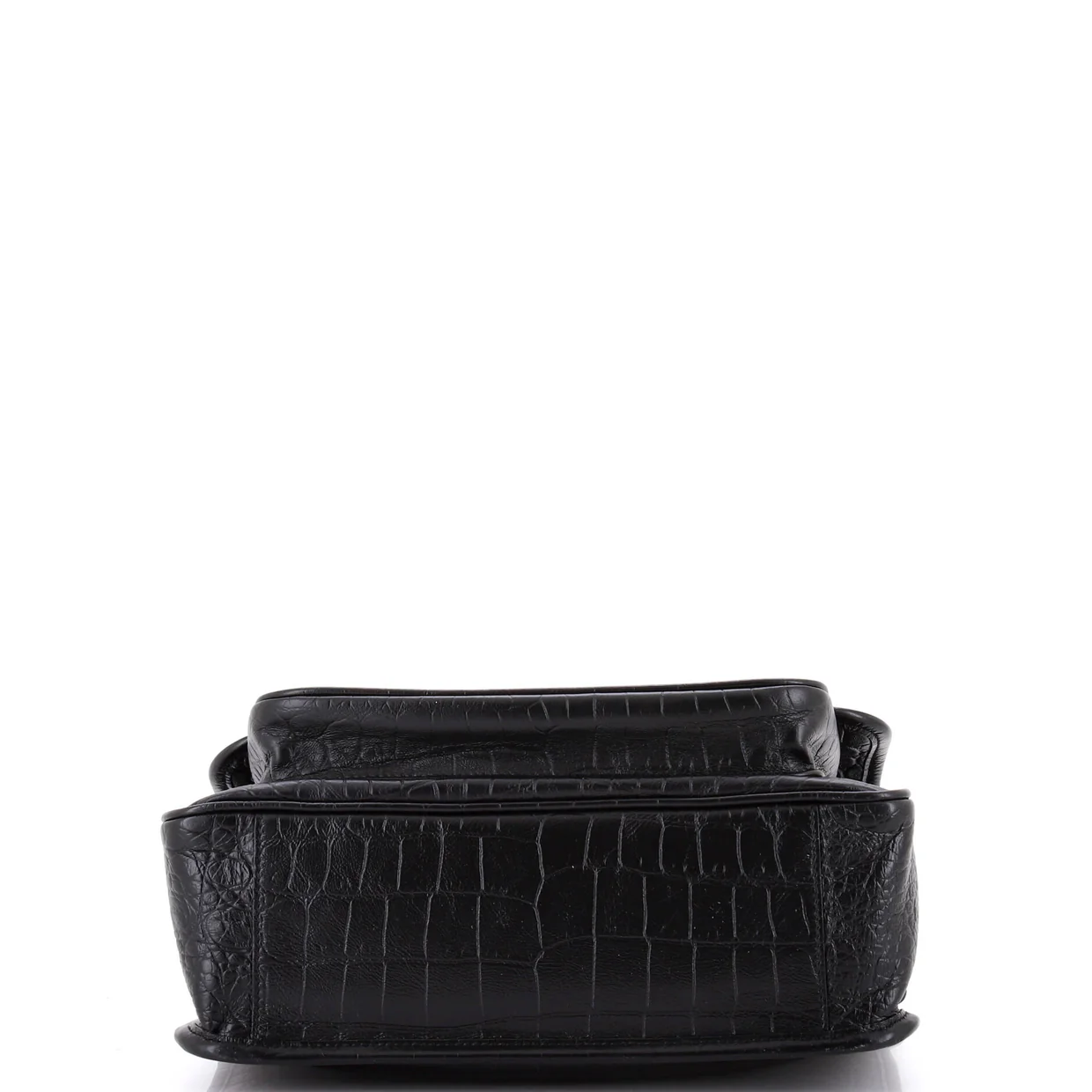 Niki Chain Flap Bag Crocodile Embossed Leather Medium - Deep Luxury