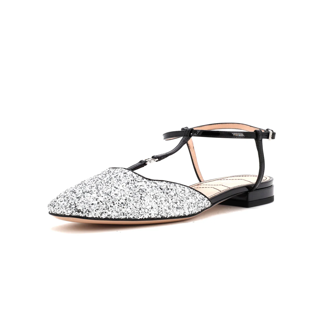 Women's GG Slingback Flats Glitter and Patent - Deep Luxury