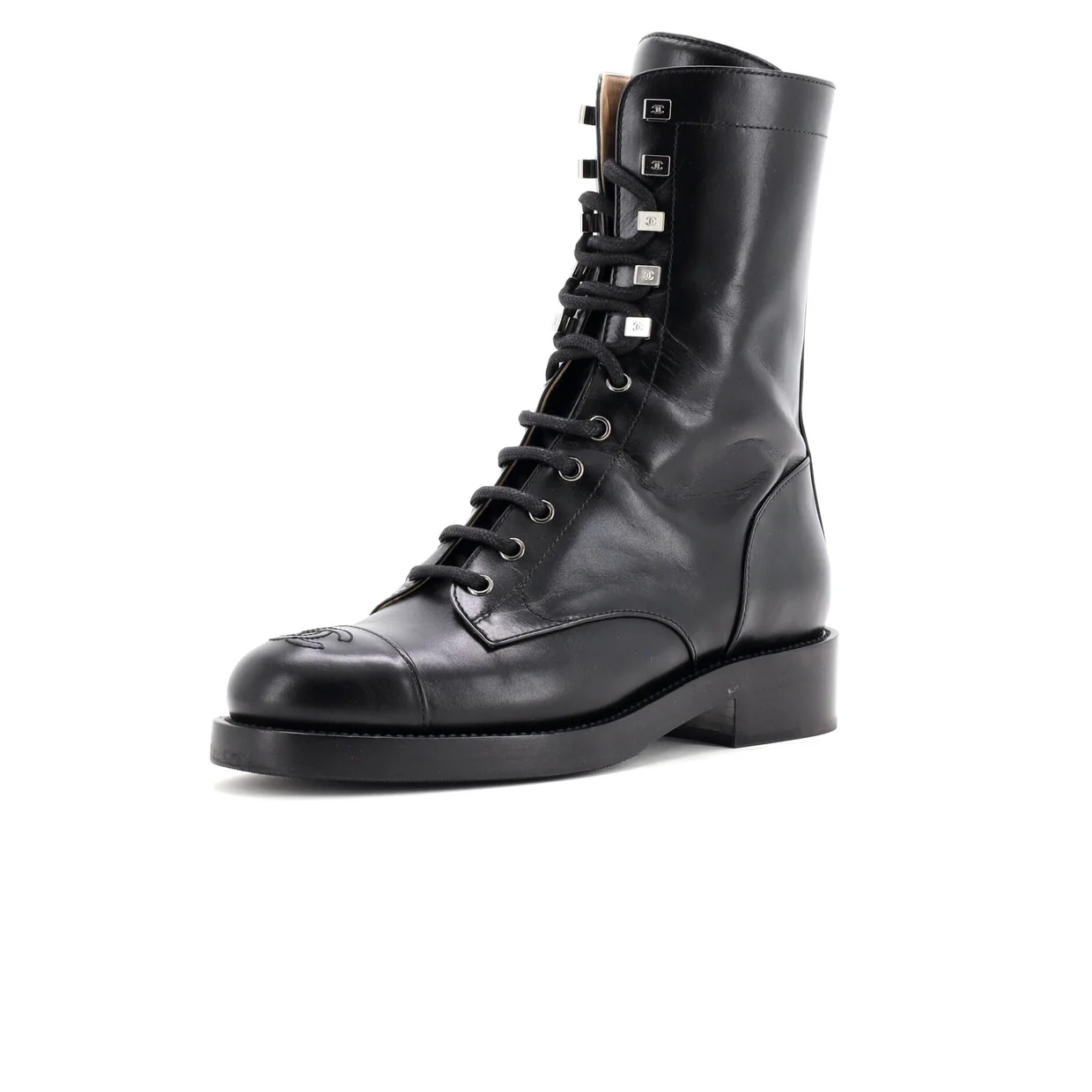 Women's Cap Toe CC Mid-Calf Combat Boots Leather - Deep Luxury