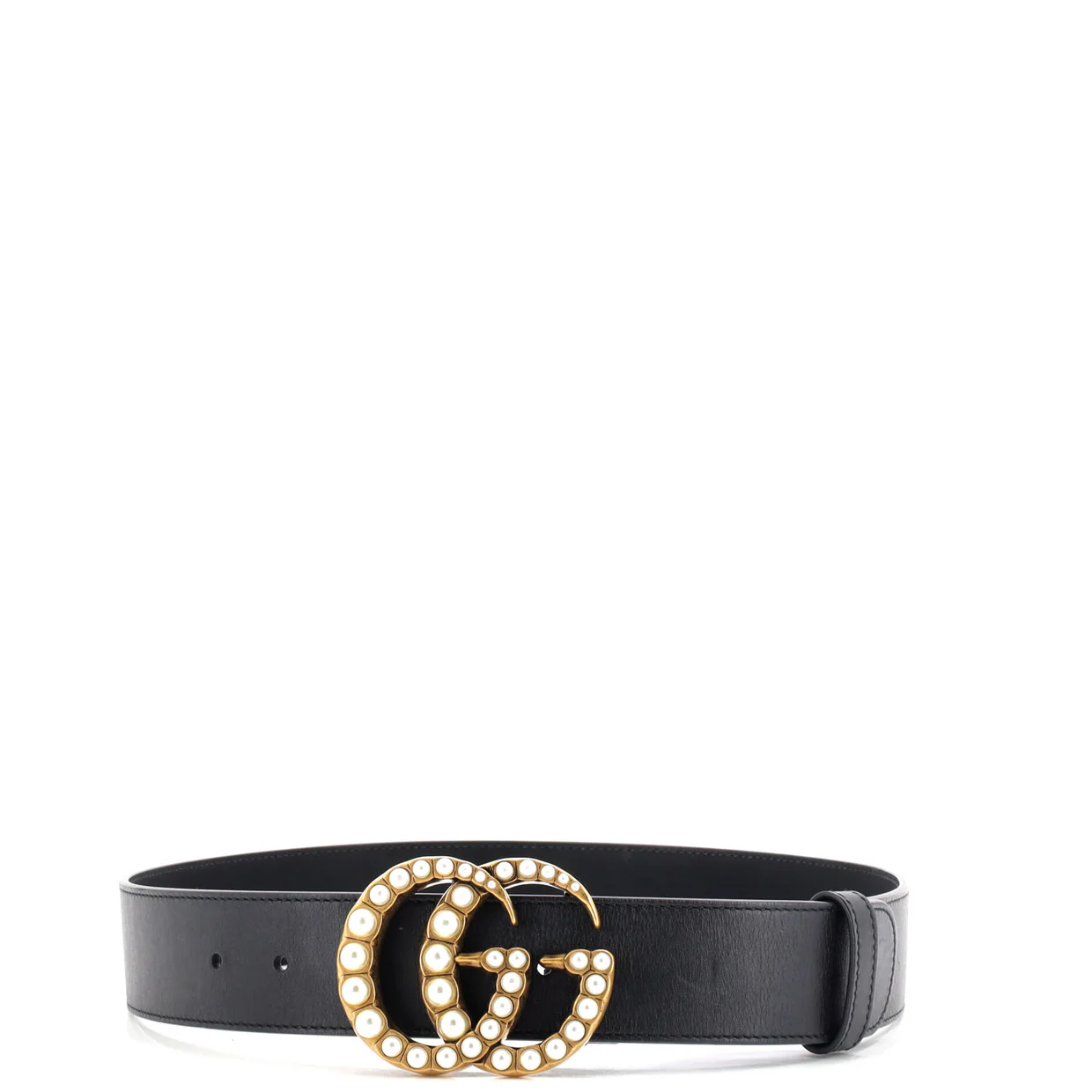 Pearly GG Marmont Belt Leather Wide - Deep Luxury