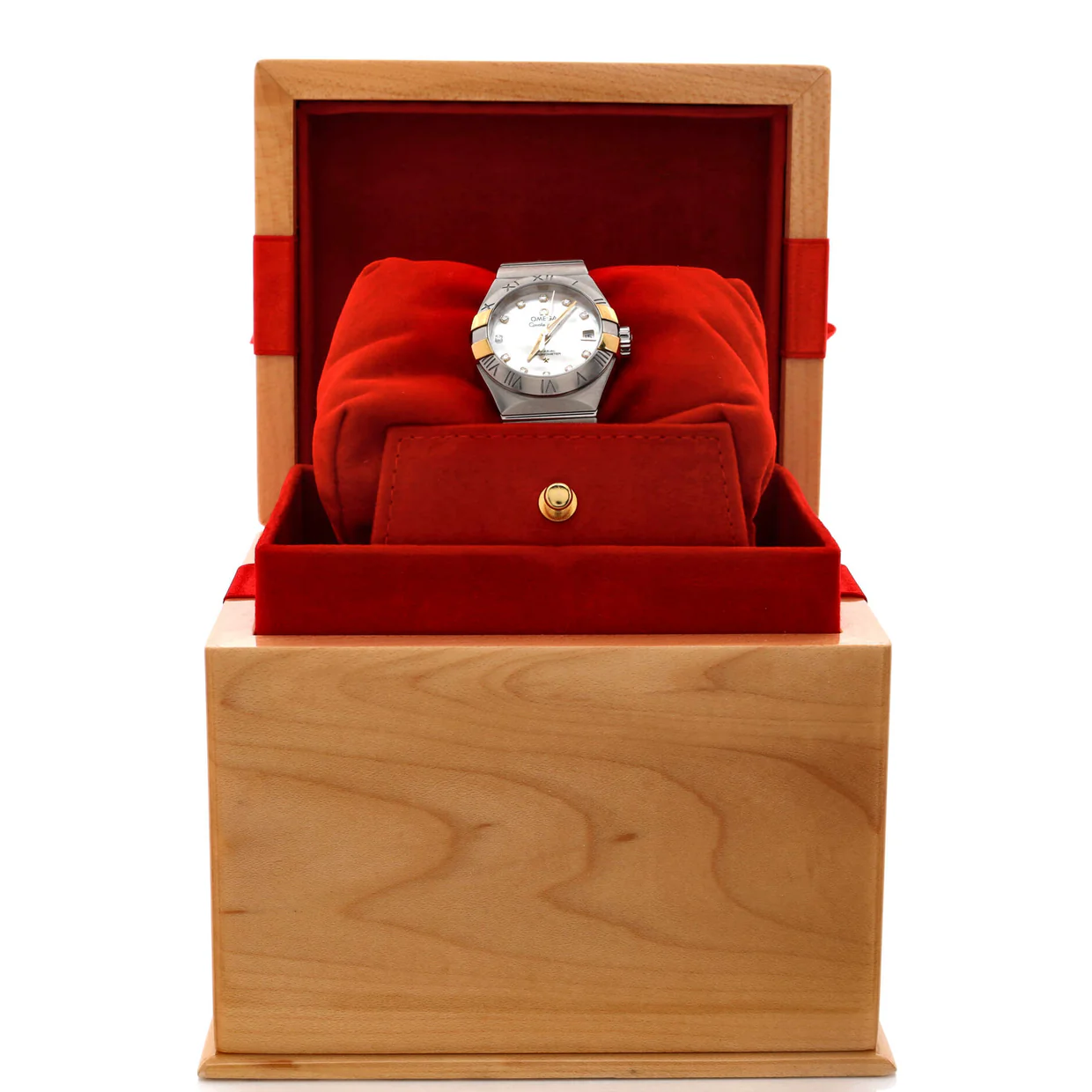 Constellation Co-Axial Chronometer Automatic Watch Stainless Steel and Yellow Gold with Diamond Markers and Mother of Pearl 27 - Deep Luxury