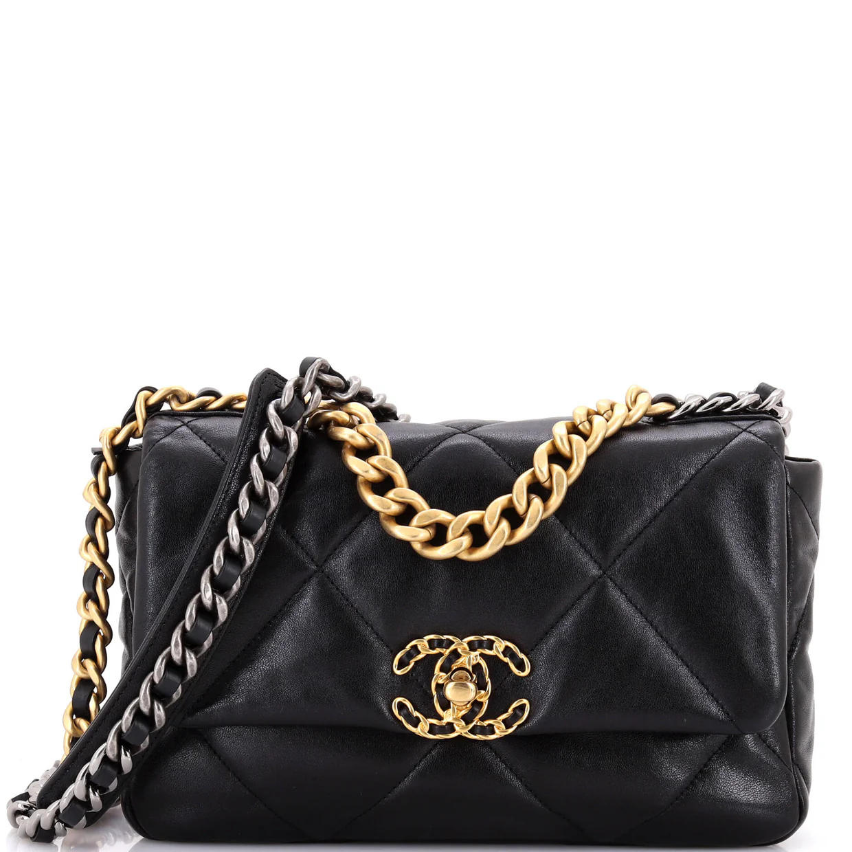 19 Flap Bag Quilted Leather Medium - Deep Luxury