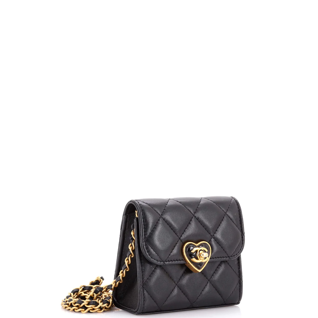 Coco Love CC Heart Clutch with Chain Quilted Lambskin Mini - Deep Luxury