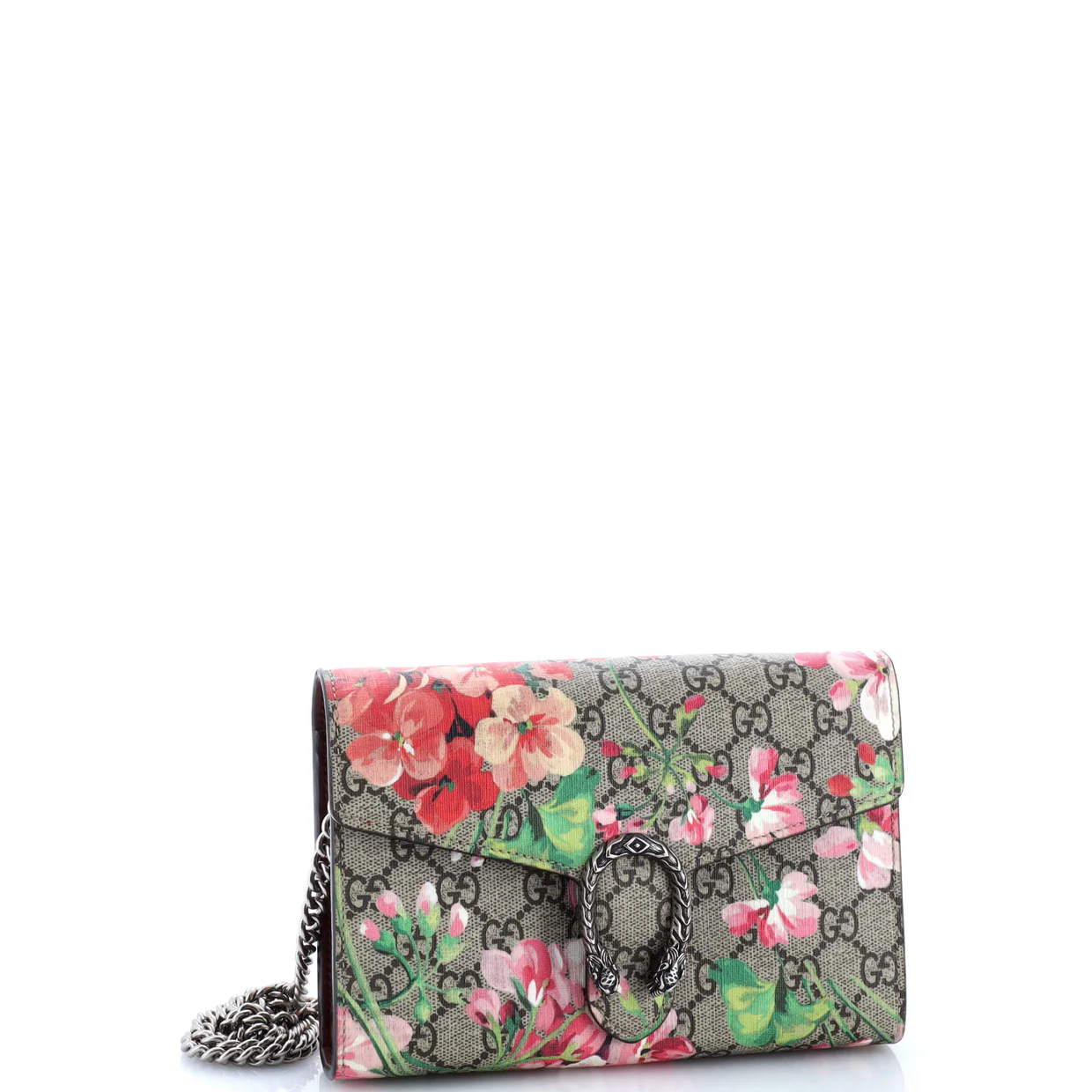 Dionysus Chain Wallet Blooms Print GG Coated Canvas Small - Deep Luxury