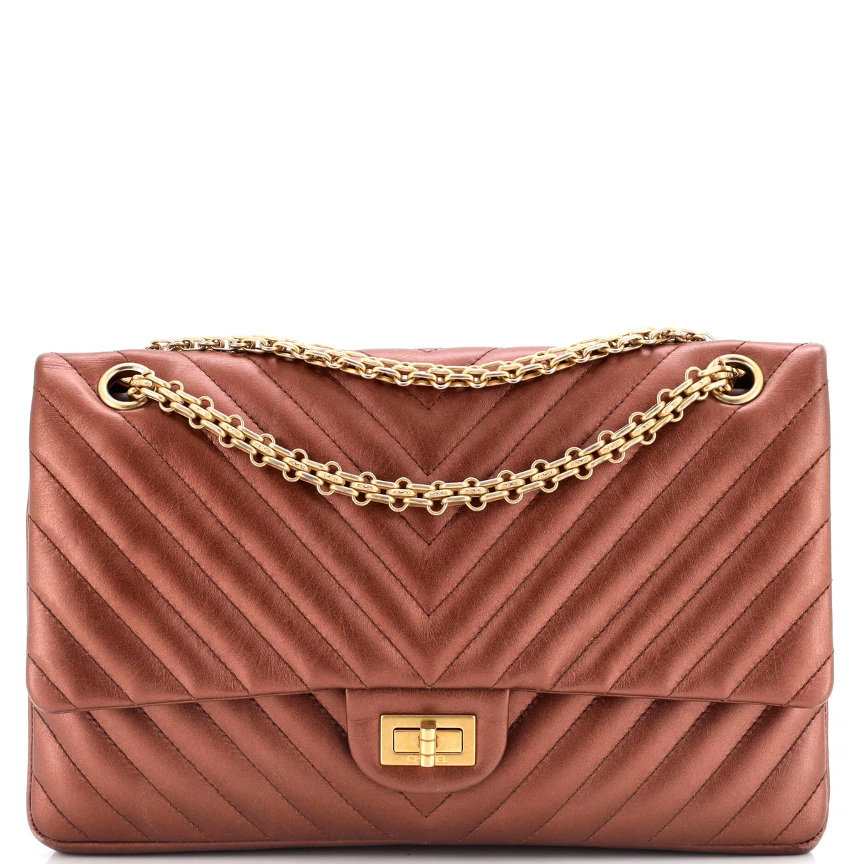 Reissue 2.55 Flap Bag Chevron Aged Calfskin 226 - Deep Luxury