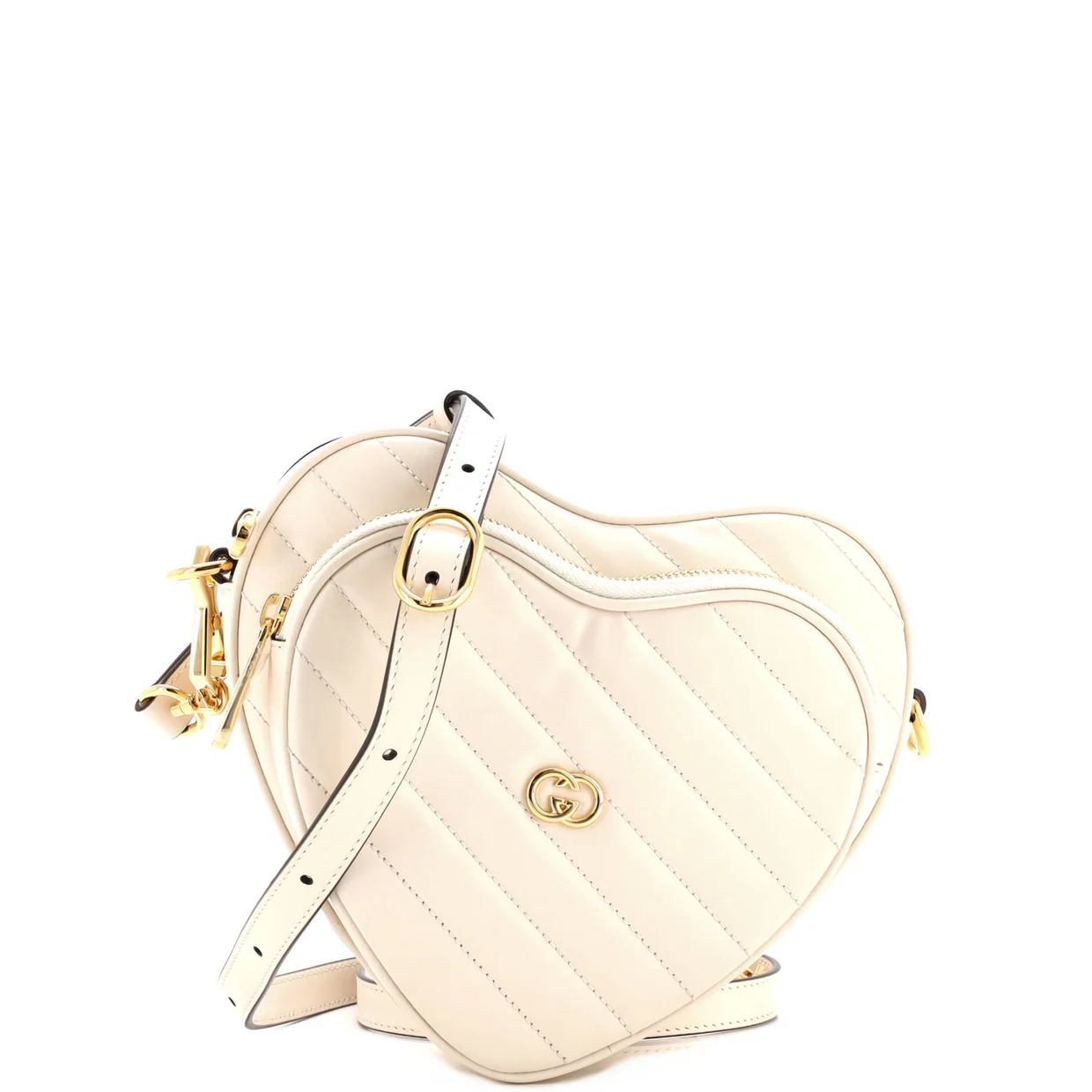 Interlocking G Heart Shoulder Bag Diagonal Quilted Leather Mini - Deep Luxury