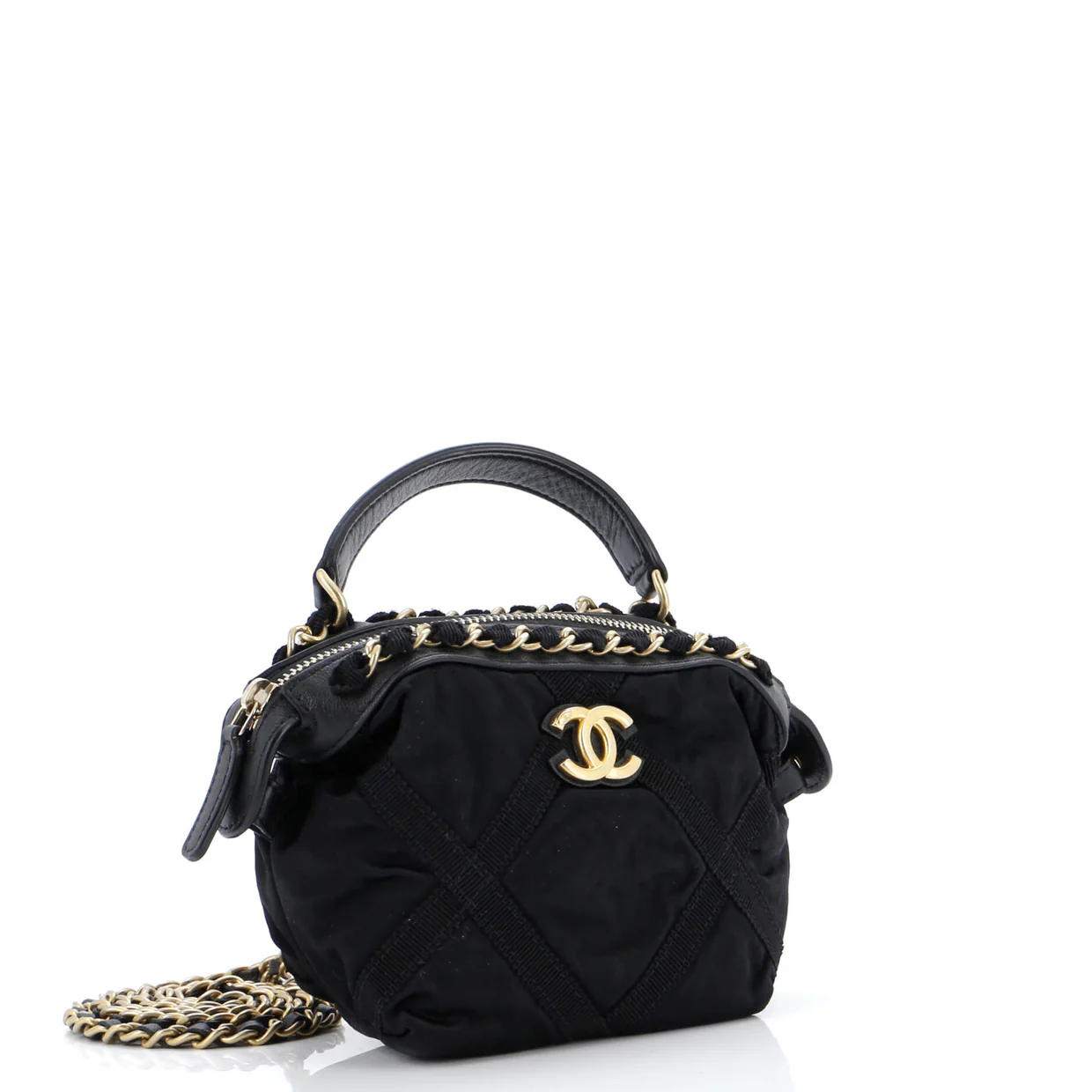 Top Handle Clutch with Chain Nylon with Grosgrain Mini - Deep Luxury