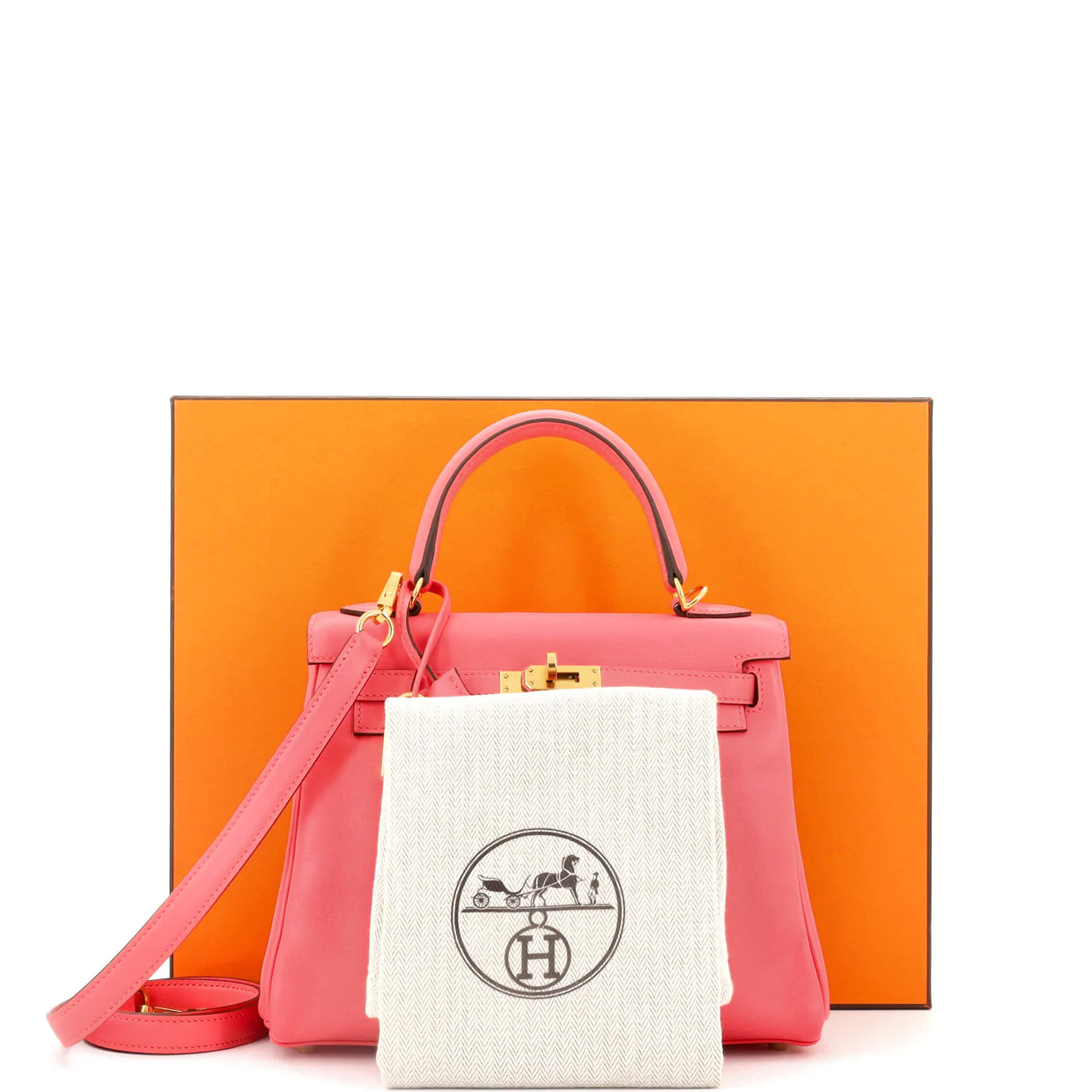 Kelly Handbag Rose Azalée Swift with Gold Hardware 25 - Deep Luxury