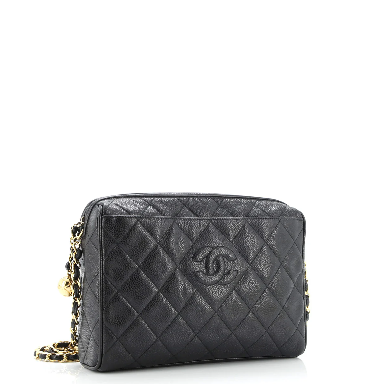 Vintage Diamond CC Camera Shoulder Bag Quilted Caviar Medium - Deep Luxury