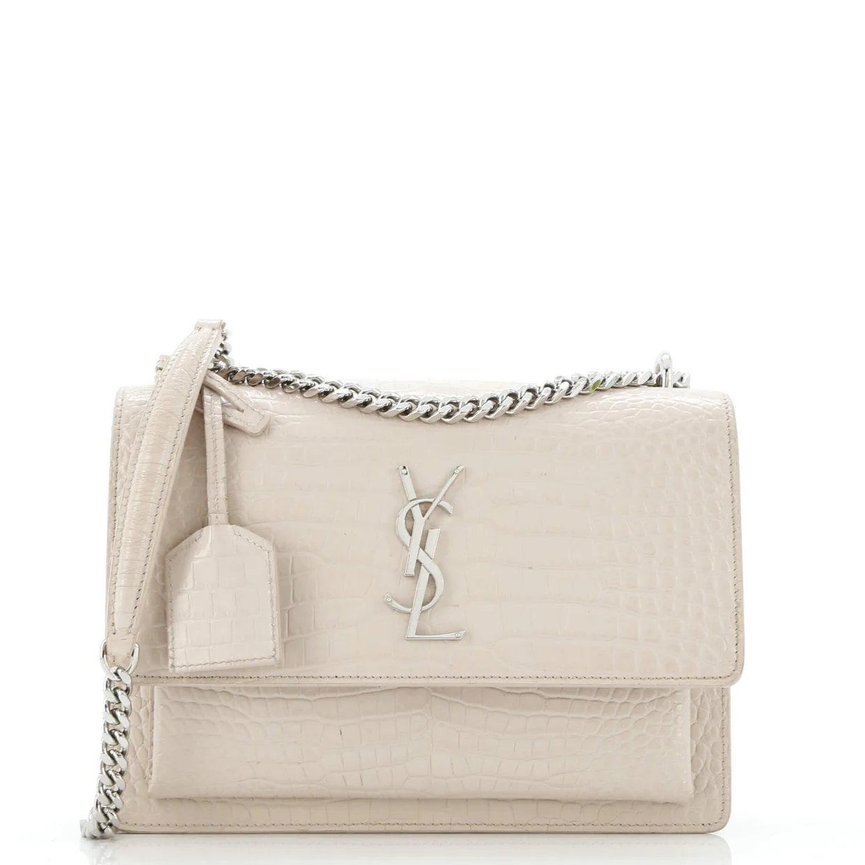 Sunset Crossbody Bag Crocodile Embossed Leather Medium - Deep Luxury