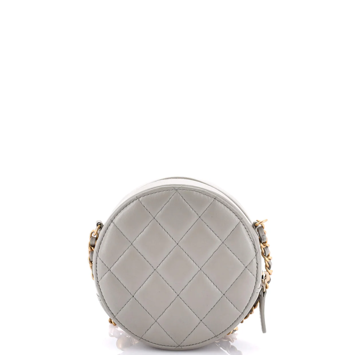 Pearl Crush Round Clutch with Chain Quilted Lambskin - Deep Luxury