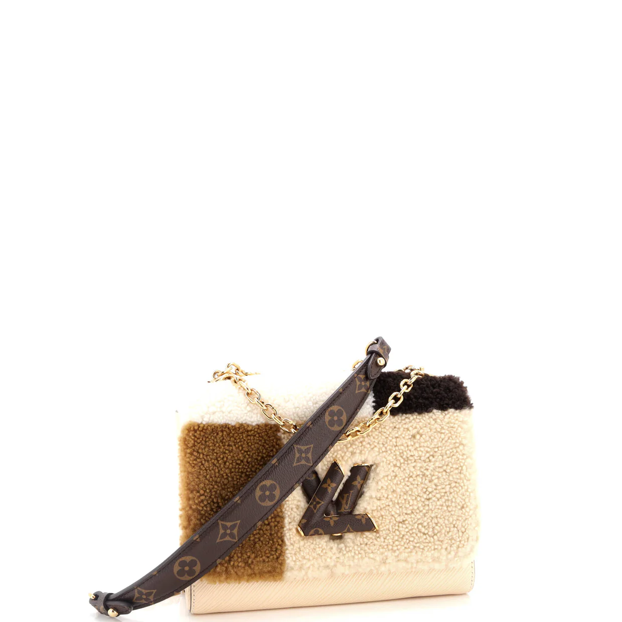 Twist Handbag Teddy Fleece with Epi Leather MM - Deep Luxury