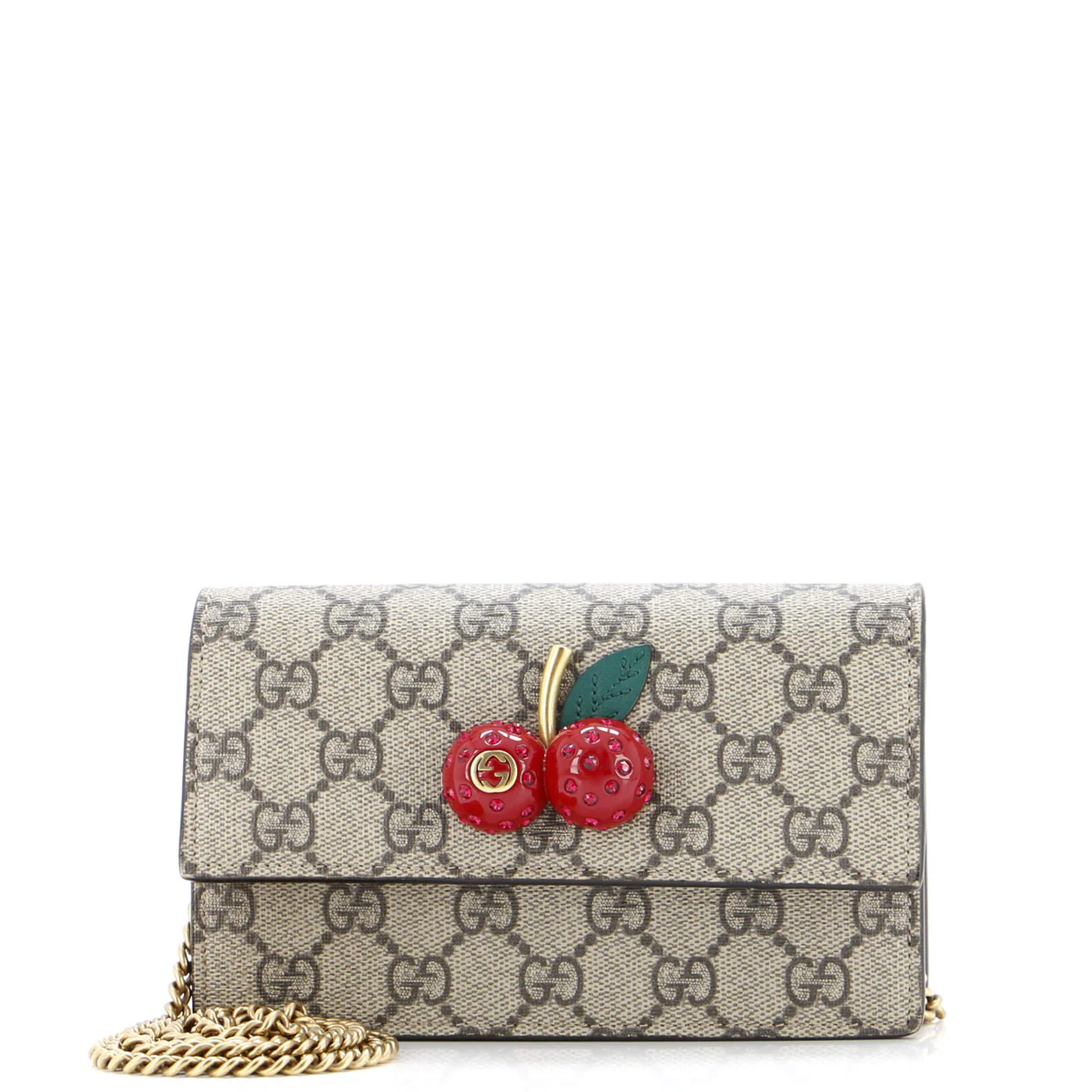 Cherries Wallet on Chain GG Coated Canvas Mini - Deep Luxury