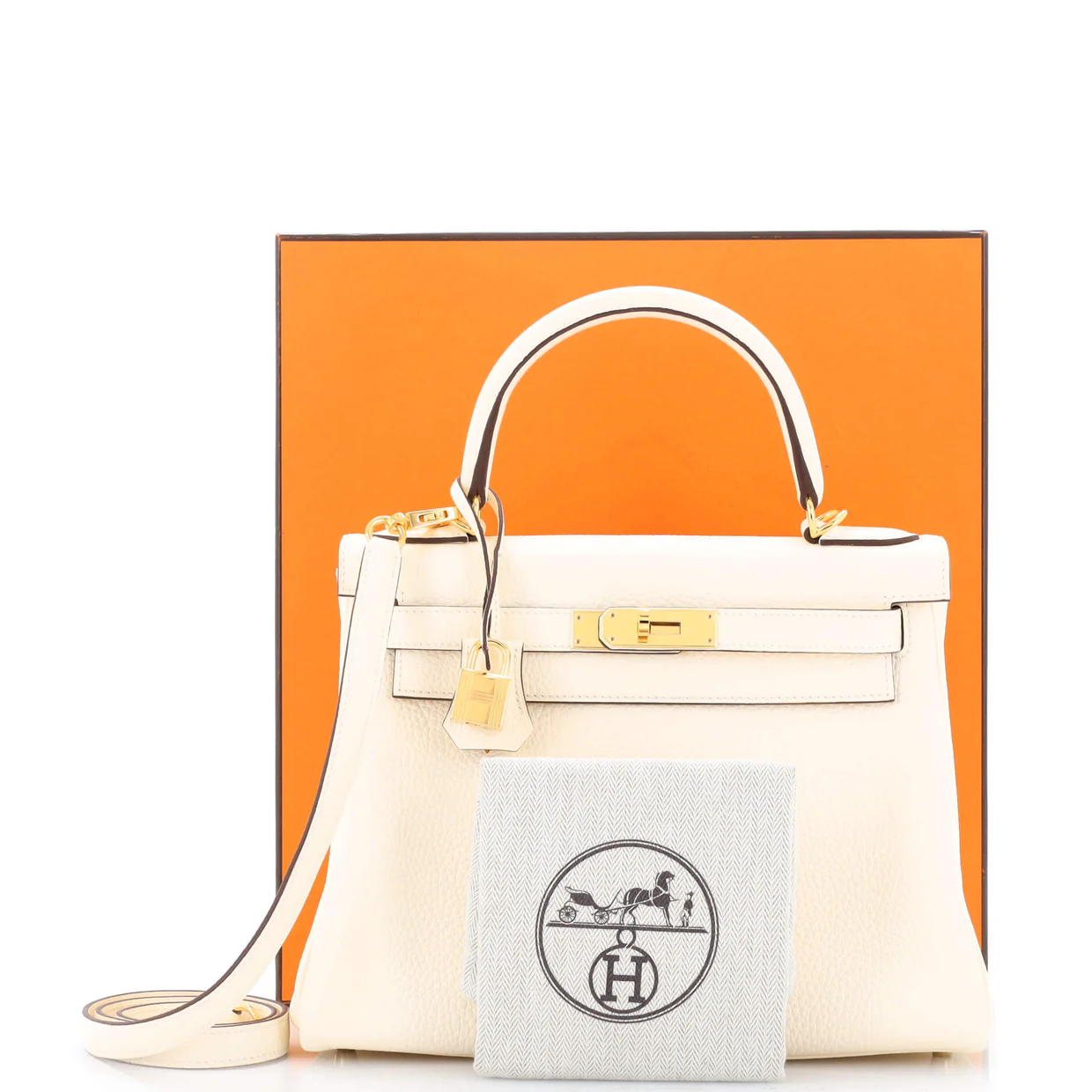 Kelly Handbag Light Clemence with Gold Hardware 28 - Deep Luxury
