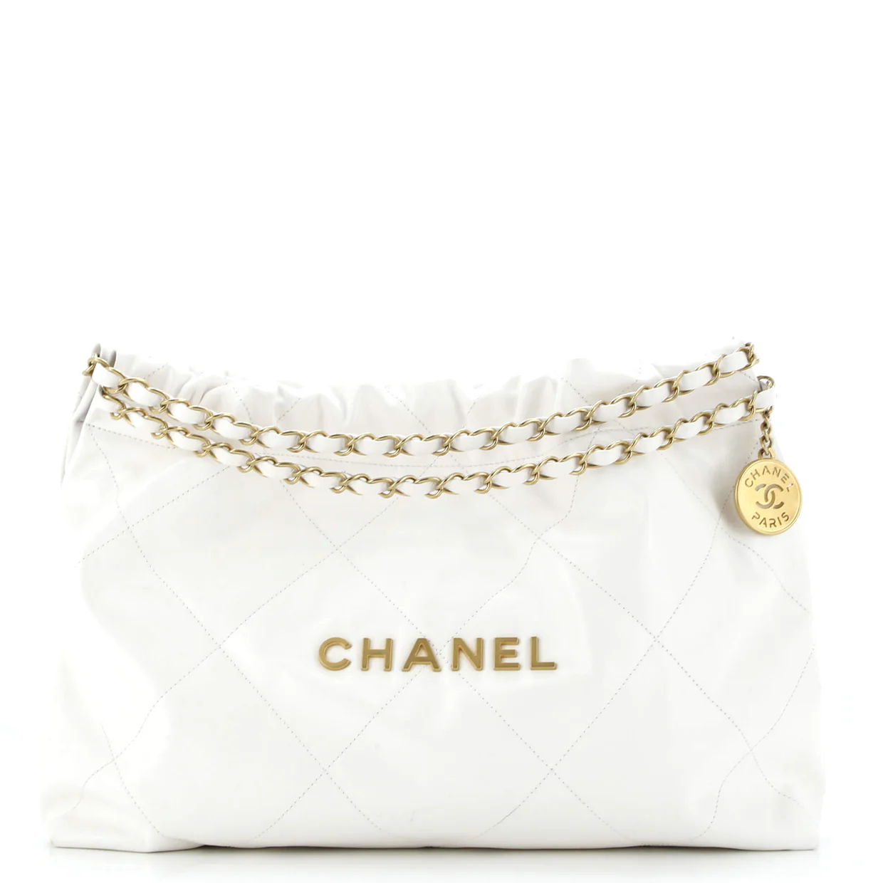 22 Chain Hobo Quilted Shiny Crumpled Calfskin East West - Deep Luxury