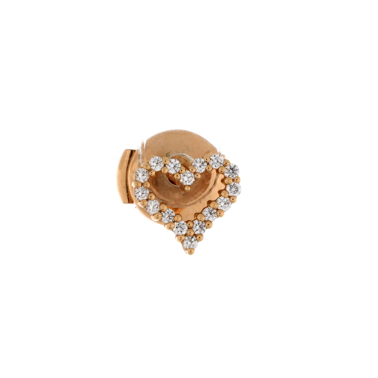 Heart Stud Earrings 18K Rose Gold and Diamonds Extra Mini - Deep Luxury