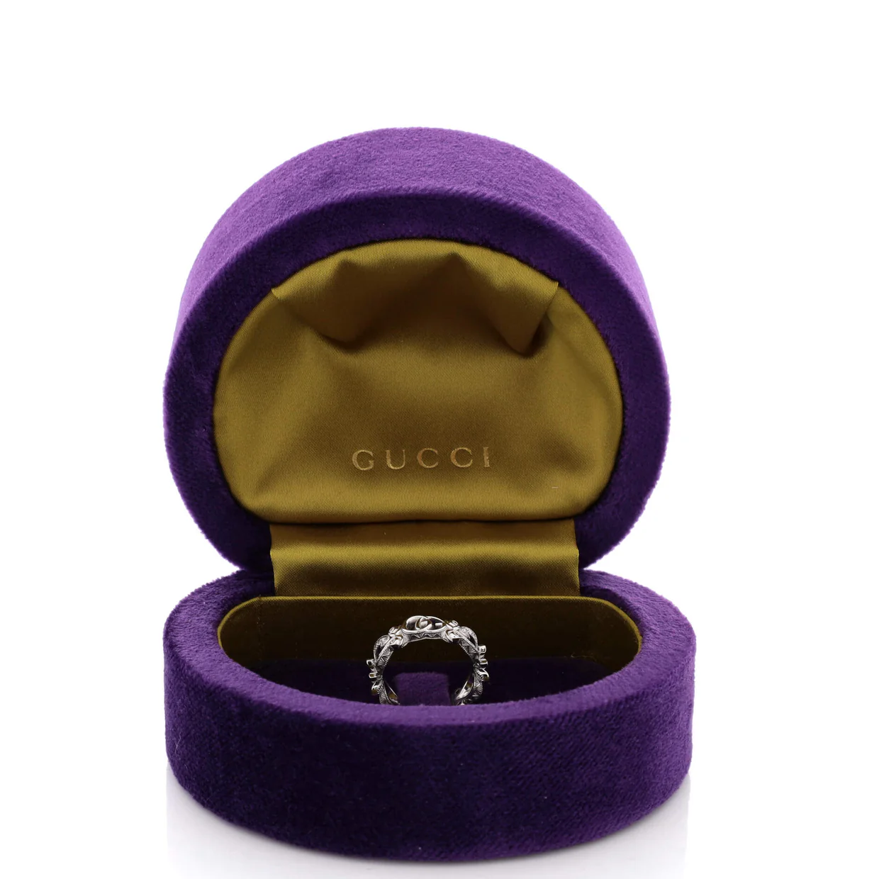 GG Flora Band Ring 18K White Gold with Diamonds - Deep Luxury