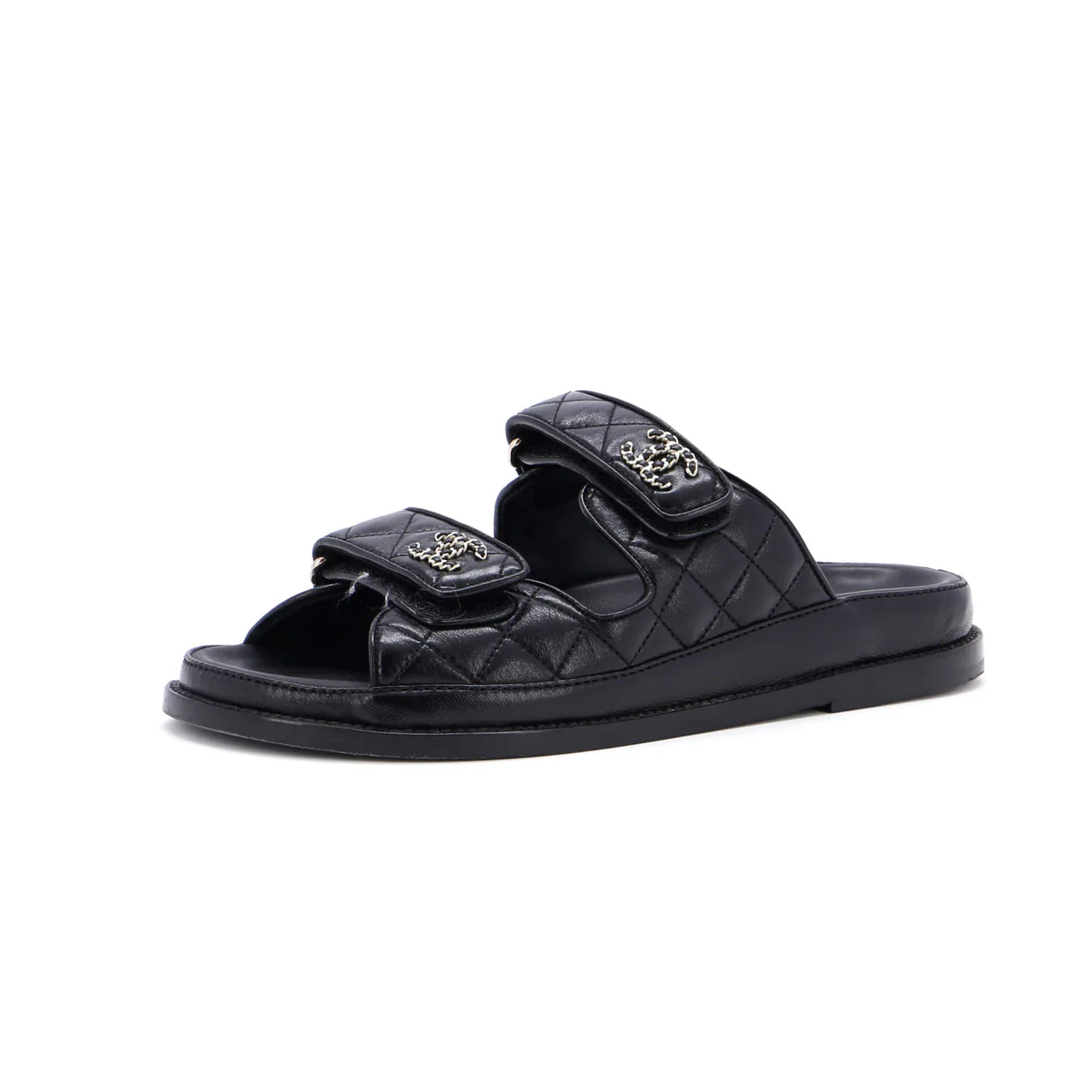 Women's Velcro Open Back Dad Sandals Quilted Leather - Deep Luxury