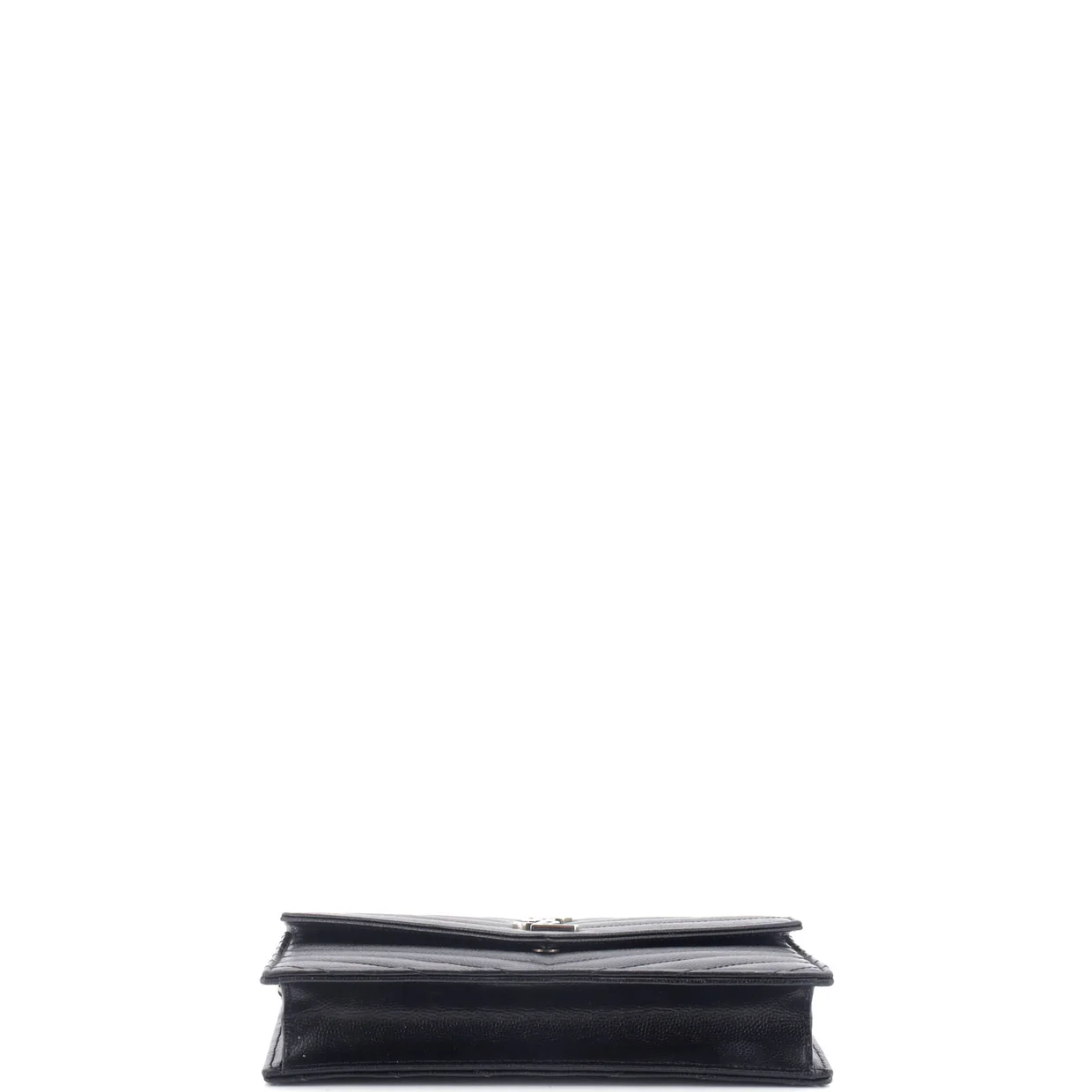 Classic Monogram Wallet on Chain Matelasse Chevron Metallic Leather Small - Deep Luxury