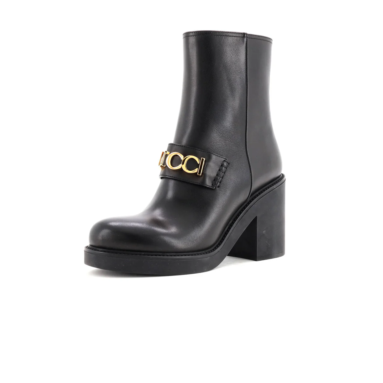 Women's Logo Heeled Ankle Boots Leather - Deep Luxury