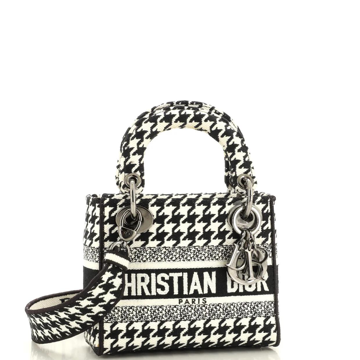 Lady D-Lite Bag Houndstooth Canvas Mini - Deep Luxury