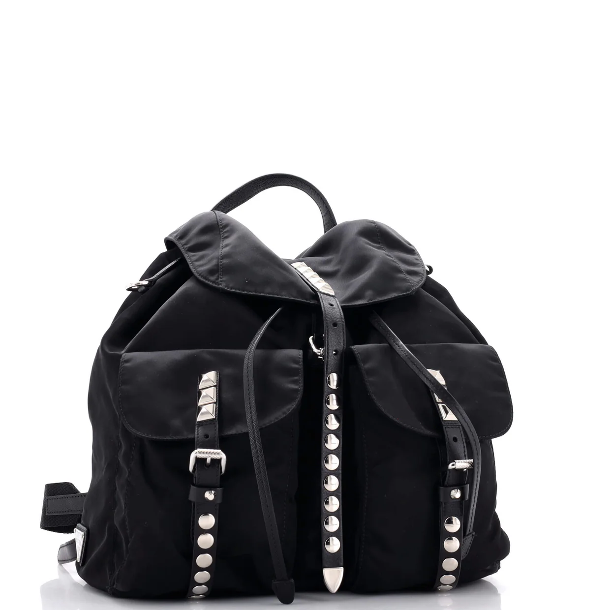 New Vela Backpack Tessuto with Studded Leather - Deep Luxury