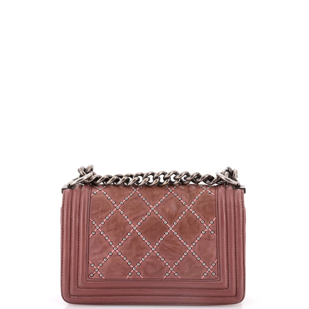 Boy Flap Bag Studded Quilted Distressed Calfskin Small - Deep Luxury