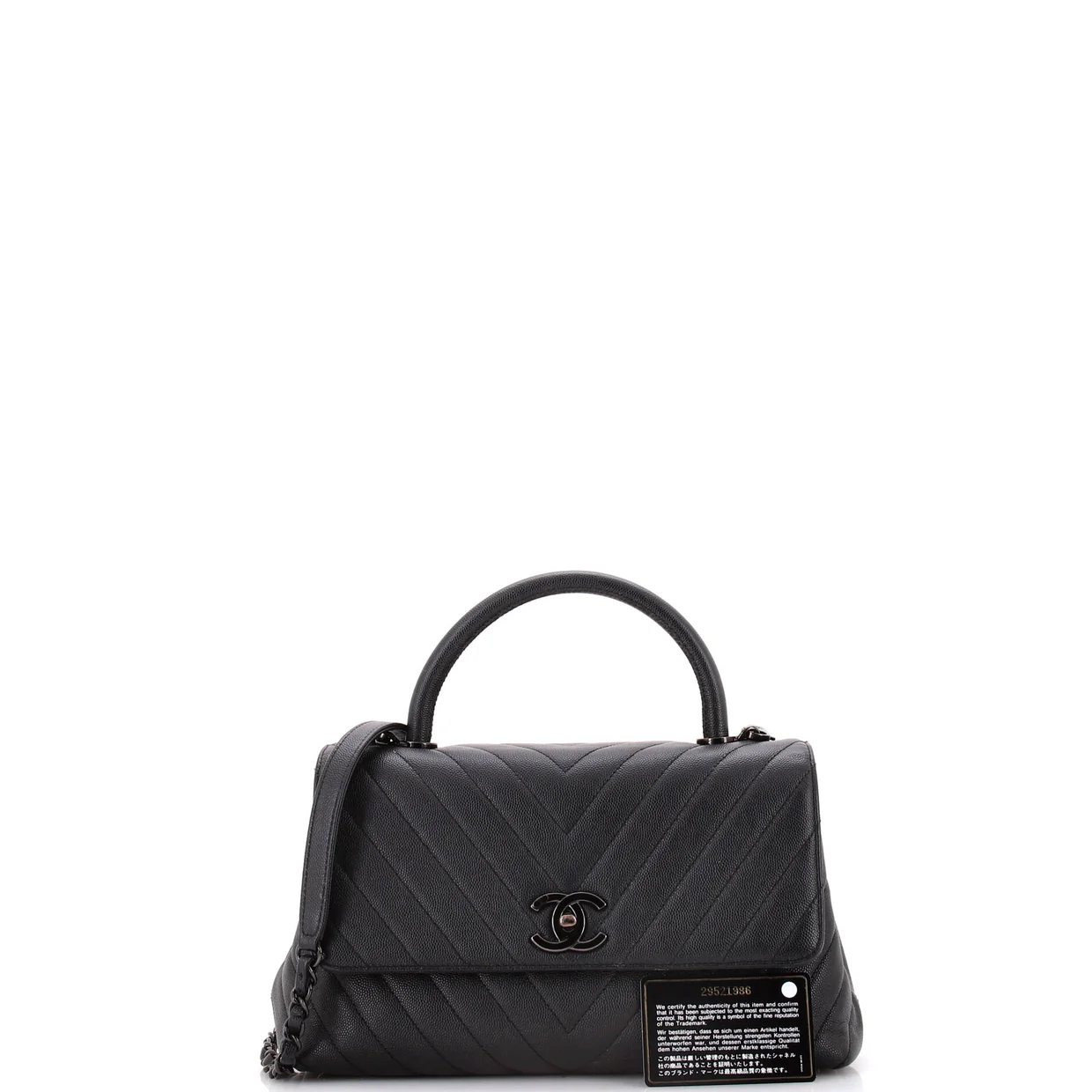 So Black Coco Top Handle Bag Chevron Caviar Small - Deep Luxury