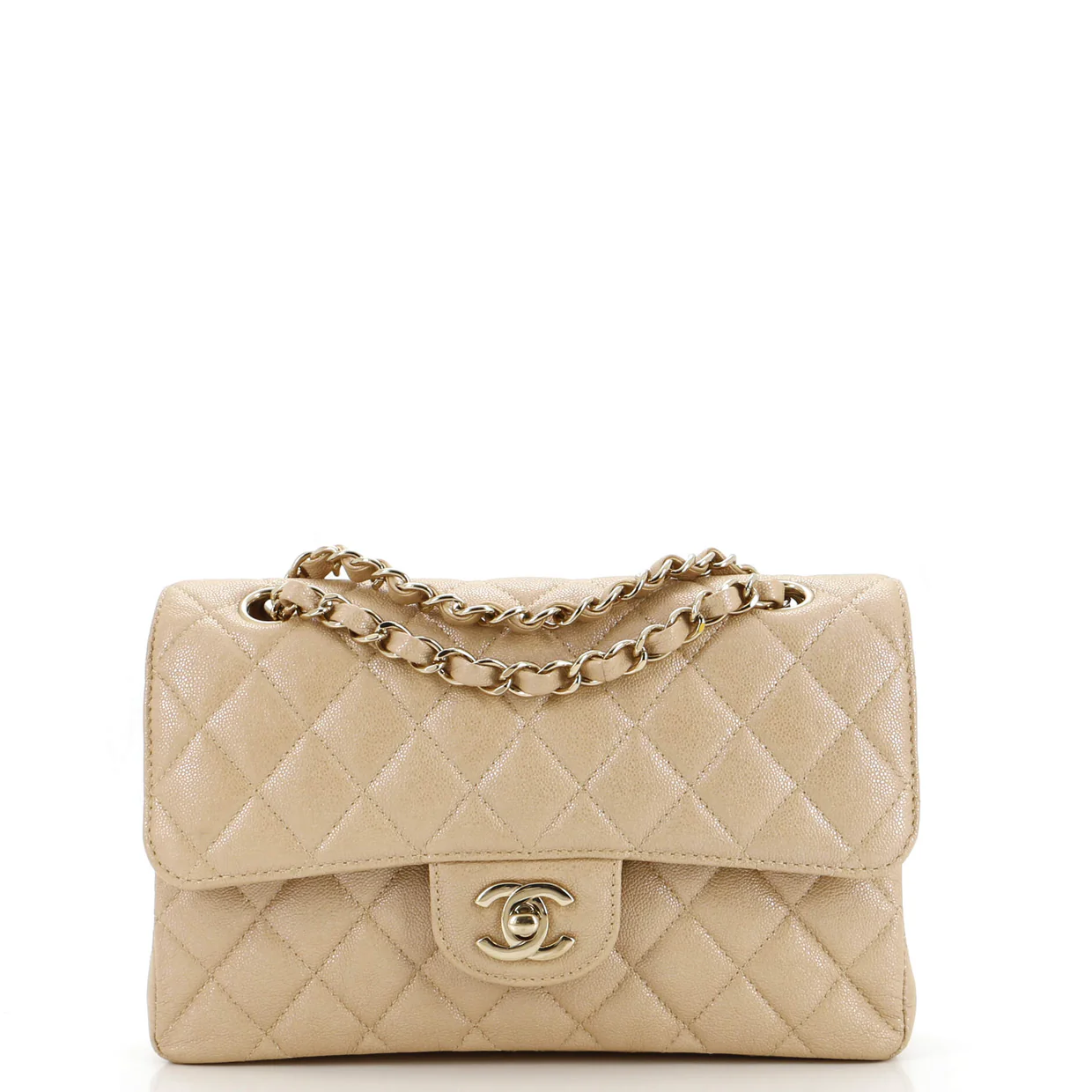 Classic Double Flap Bag Quilted Iridescent Caviar Small - Deep Luxury