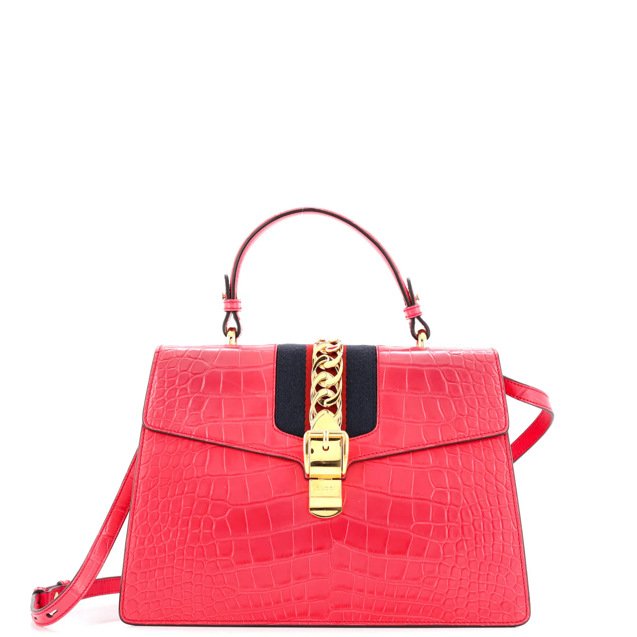 Sylvie Top Handle Bag Crocodile Medium - Deep Luxury