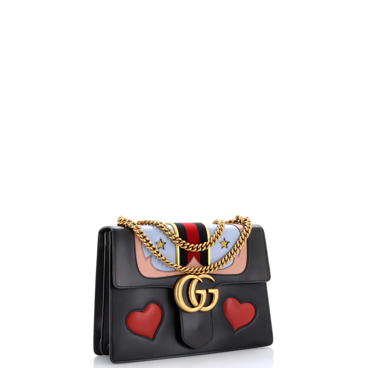 Web Heart GG Marmont Chain Shoulder Bag Leather Medium - Deep Luxury