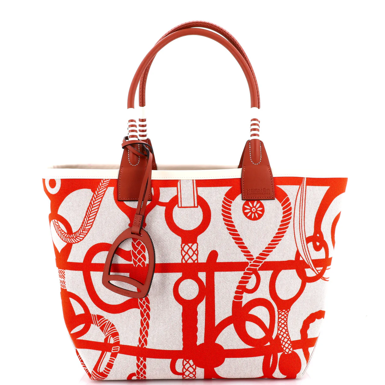 Sac Steeple Tote Printed Toile with Leather 28 - Deep Luxury