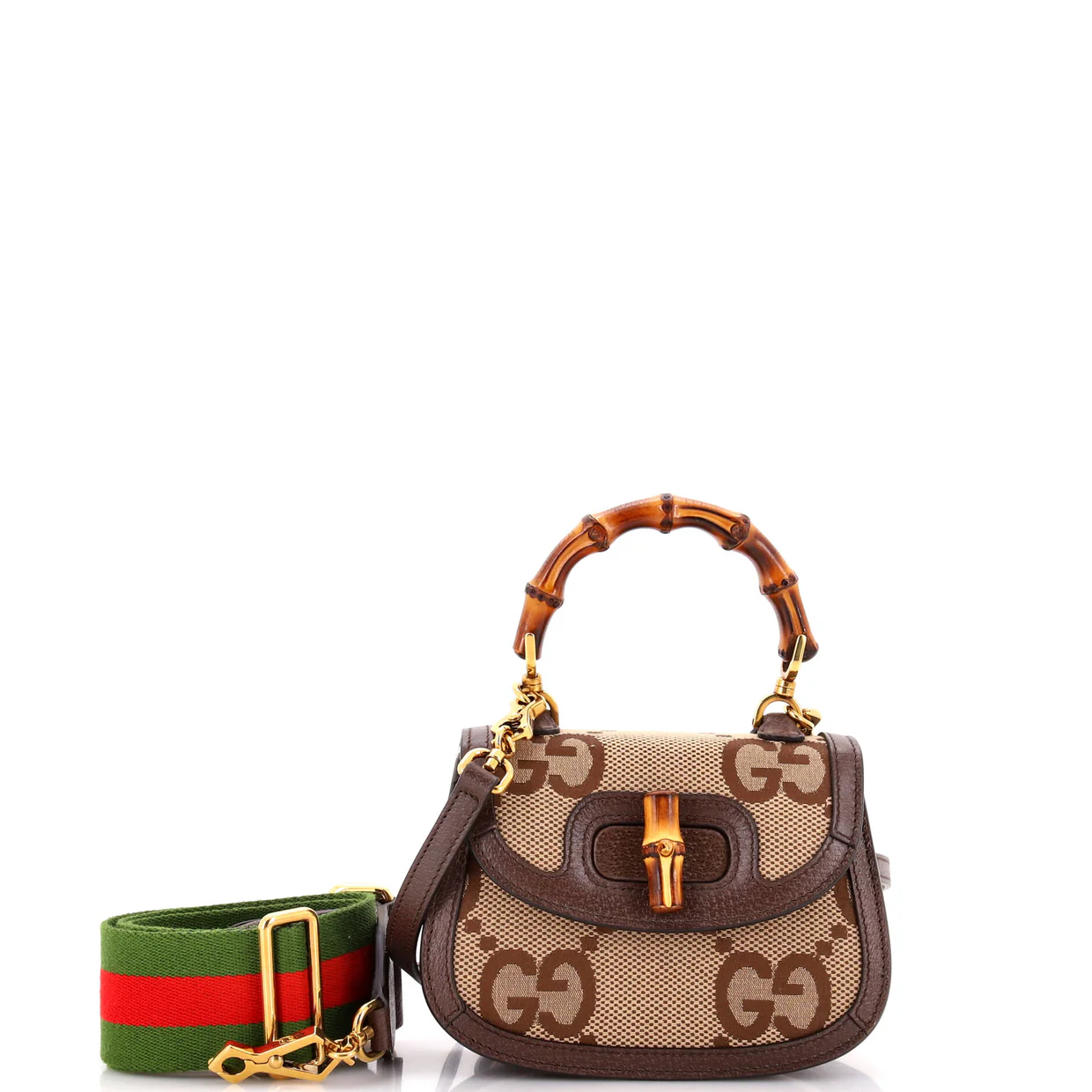 Bamboo 1947 Top Handle Bag Jumbo GG Canvas Mini - Deep Luxury