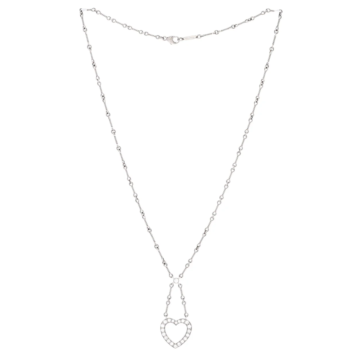 Open Heart Pendant Necklace Platinum and Diamonds - Deep Luxury