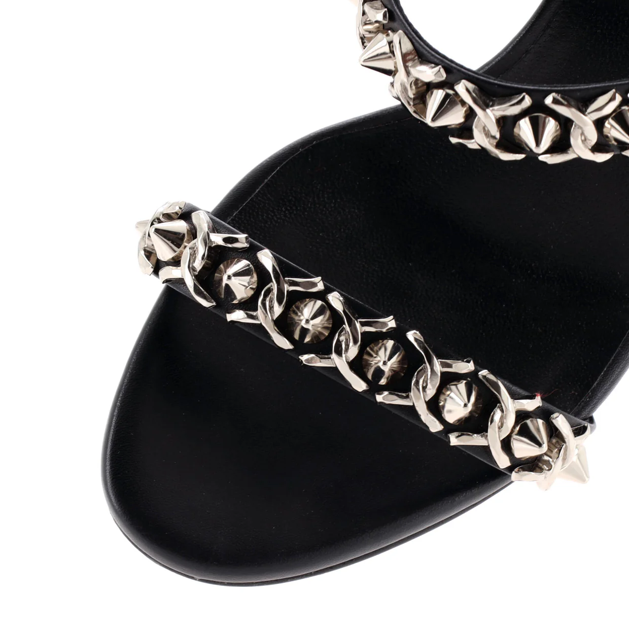 Women's Just Chain Slide Sandals Embellished Leather 85 - Deep Luxury