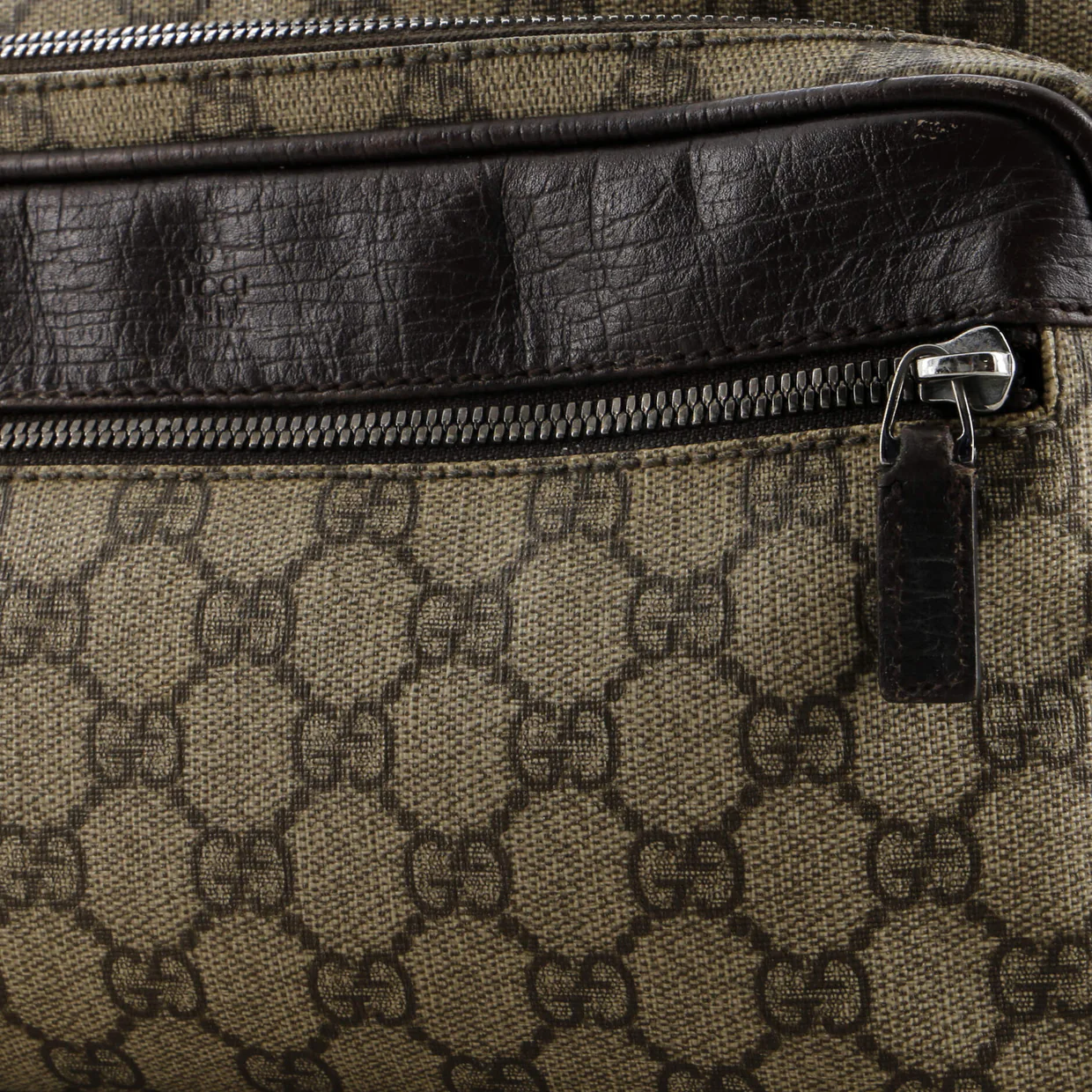 Front Zip Camera Bag GG Coated Canvas with Leather Medium - Deep Luxury